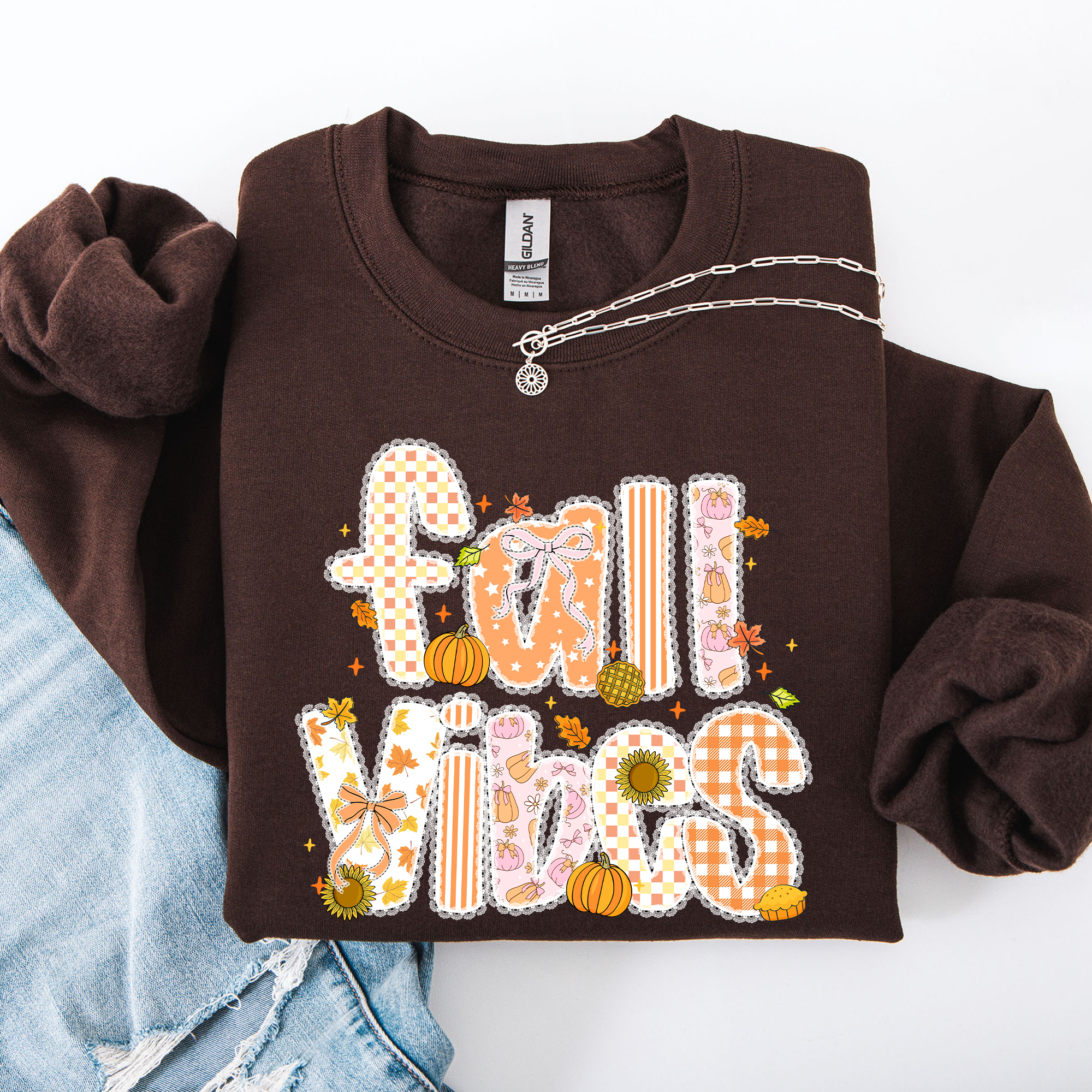 Fall Vibes Halloween Pumpkin Autumn Floral Pattern Sunflower Motifs Cozy Seasonal Collection Sweatshirt