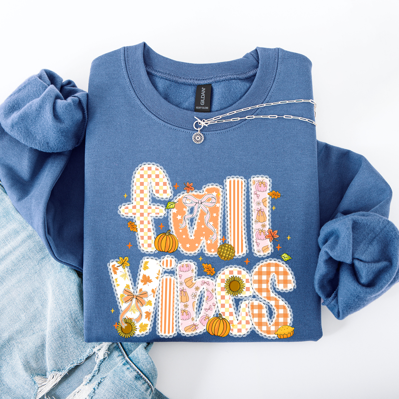 Fall Vibes Halloween Pumpkin Autumn Floral Pattern Sunflower Motifs Cozy Seasonal Collection Sweatshirt