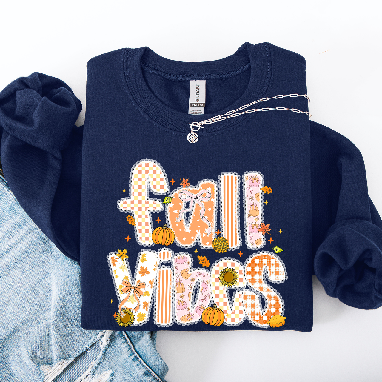Fall Vibes Halloween Pumpkin Autumn Floral Pattern Sunflower Motifs Cozy Seasonal Collection Sweatshirt