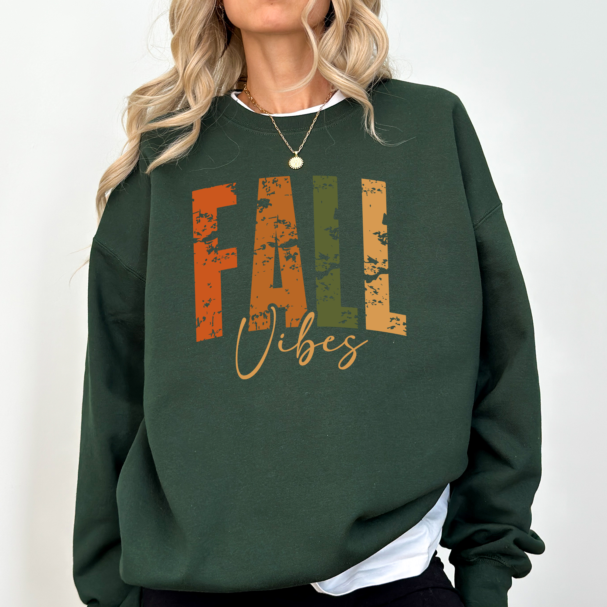 Fall Vibes Retro Varsity Autumn Pumpkin Floral Sunflower Accent Cozy Seasonal Sweatshirt