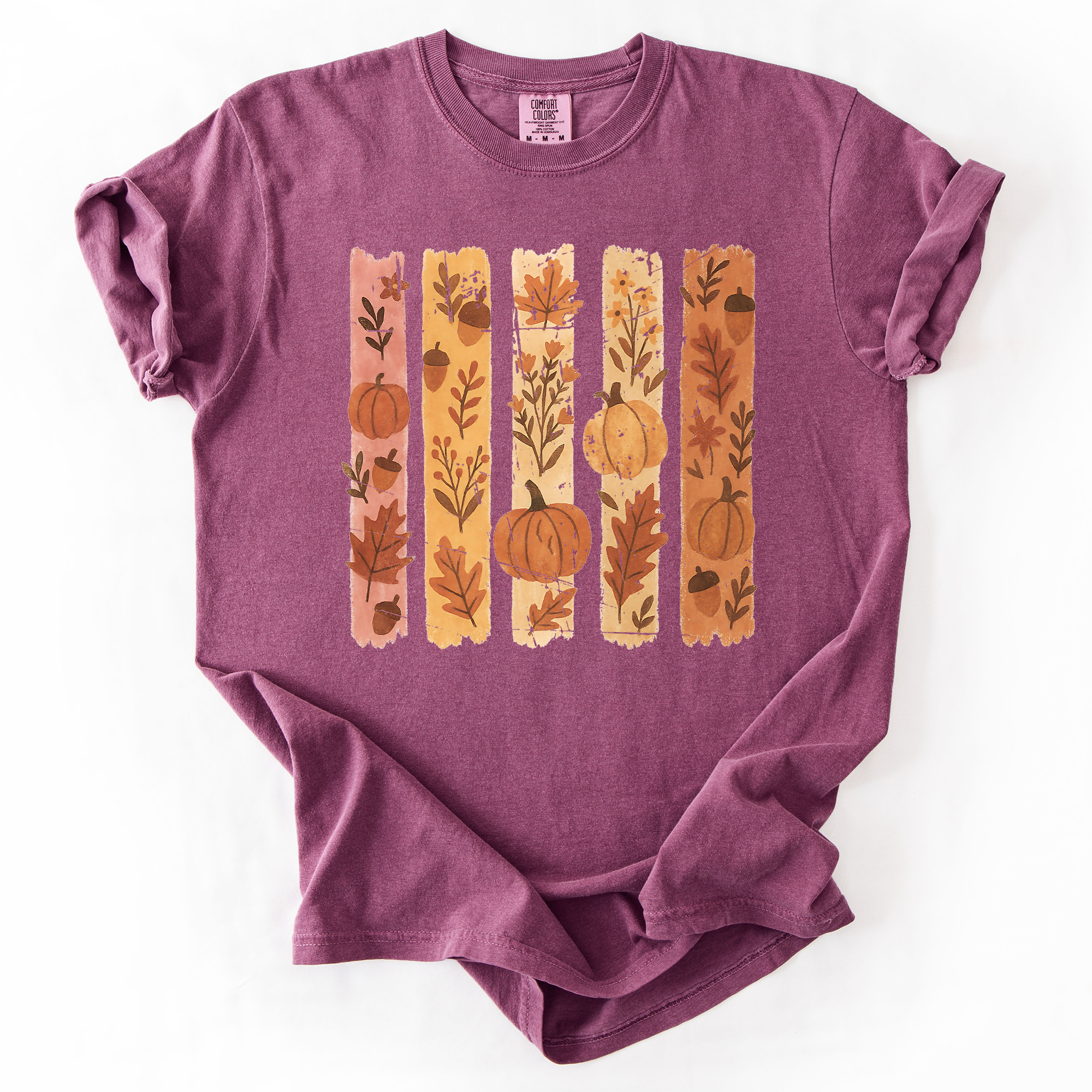 Fall Brush Stroke Floral Pumpkin Harvest Edition Autumn Collection Comfort Colors Tee