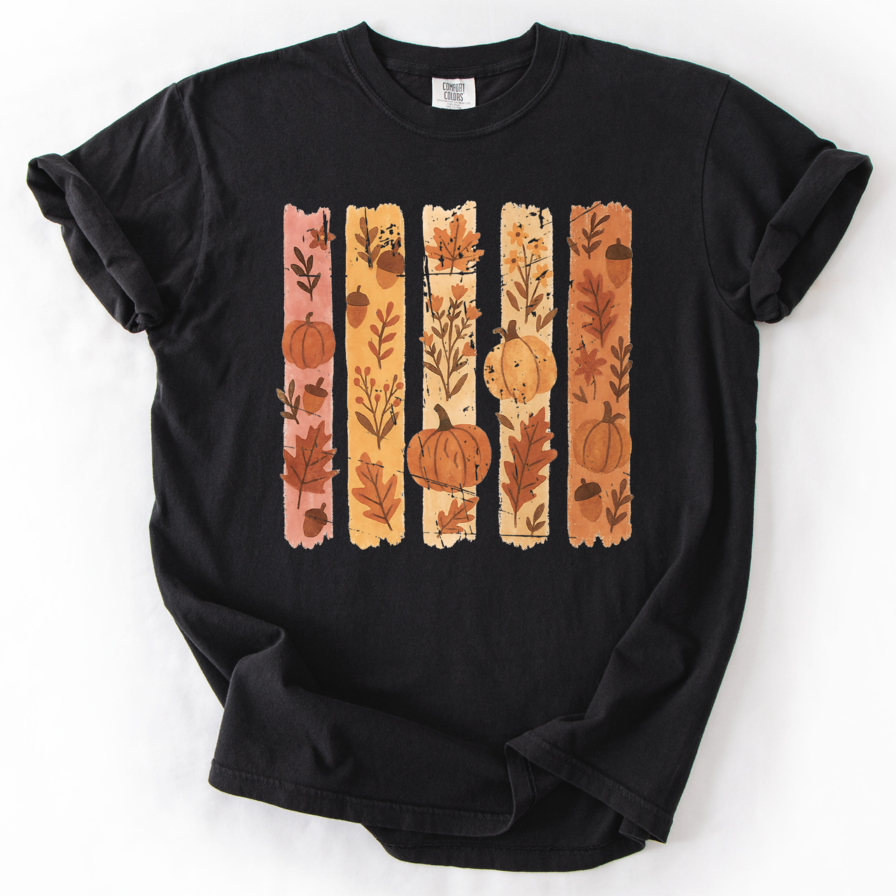 Fall Brush Stroke Floral Pumpkin Harvest Edition Autumn Collection Comfort Colors Tee