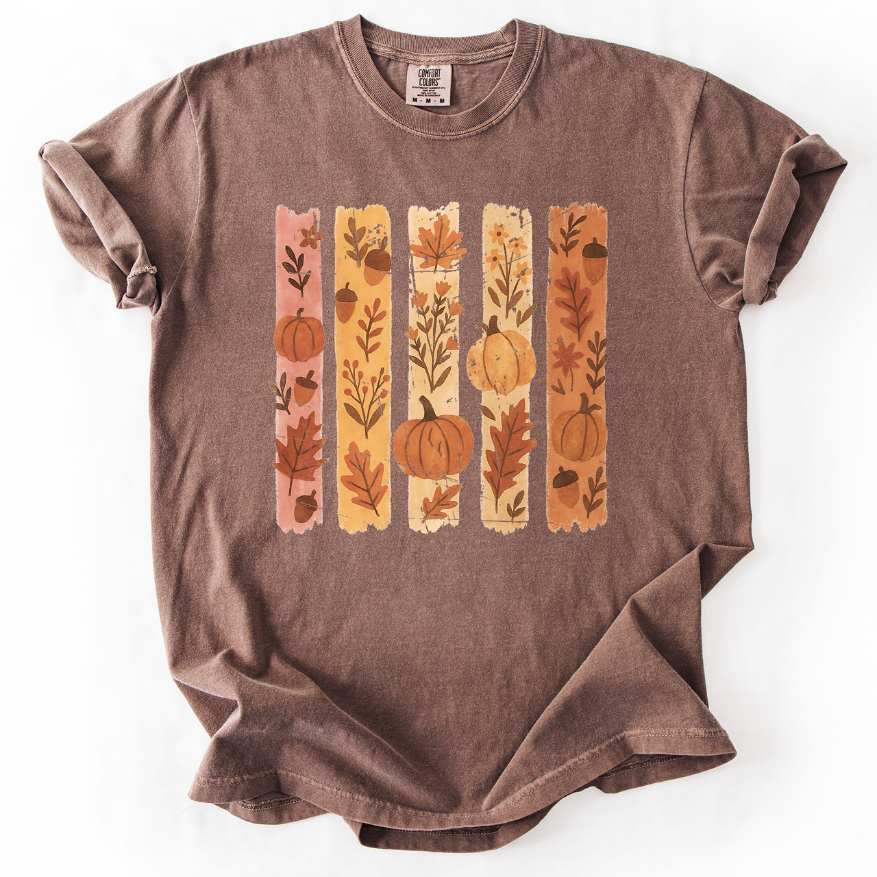 Fall Brush Stroke Floral Pumpkin Harvest Edition Autumn Collection Comfort Colors Tee