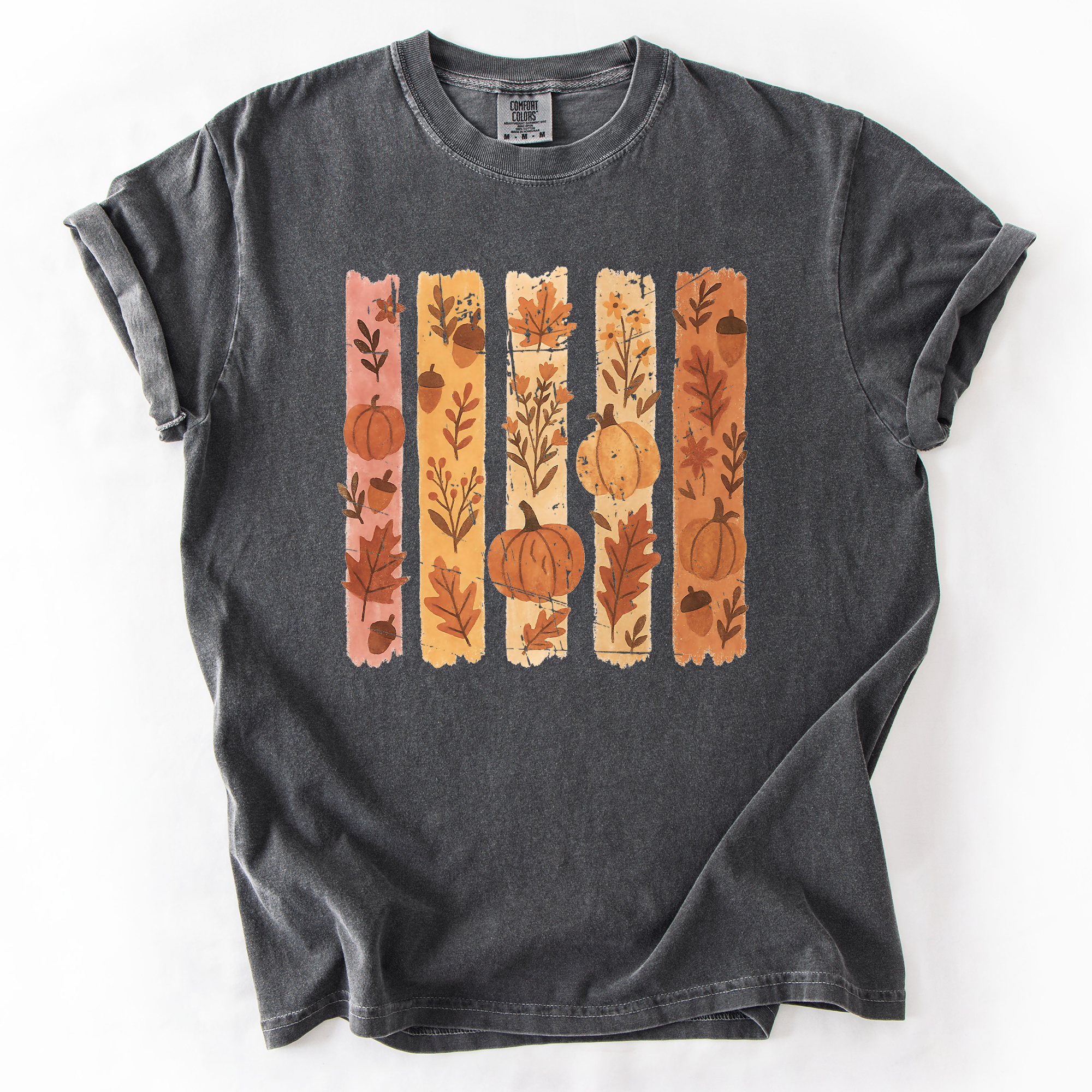 Fall Brush Stroke Floral Pumpkin Harvest Edition Autumn Collection Comfort Colors Tee