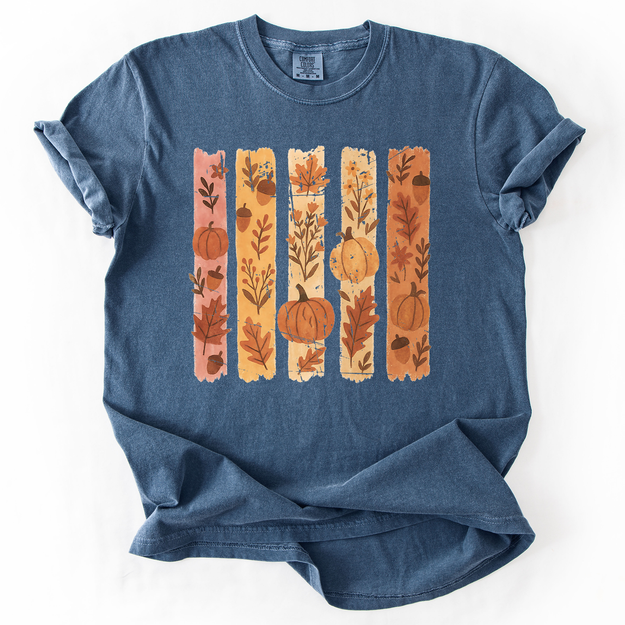 Fall Brush Stroke Floral Pumpkin Harvest Edition Autumn Collection Comfort Colors Tee