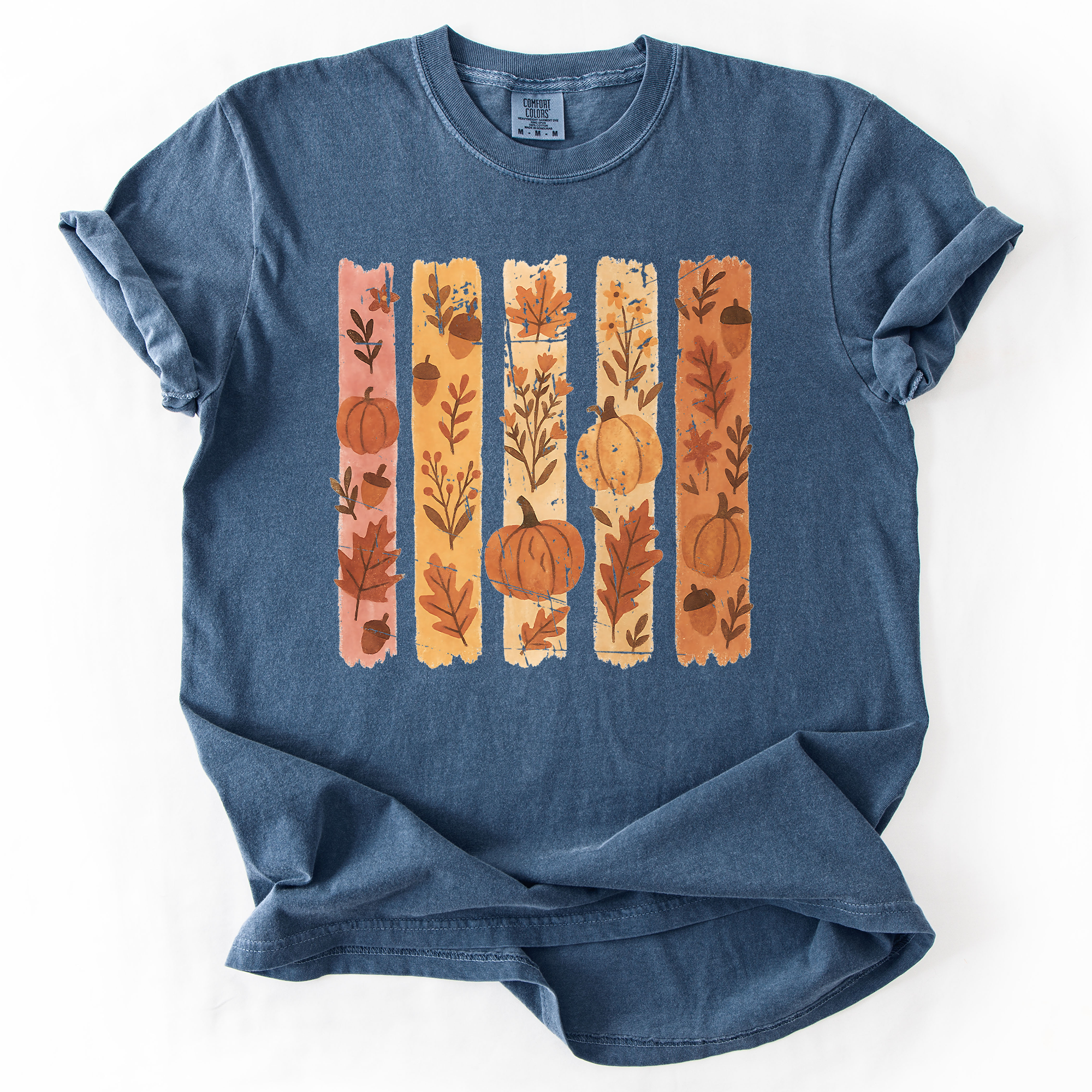 Fall Brush Stroke Floral Pumpkin Harvest Edition Autumn Collection Comfort Colors Tee