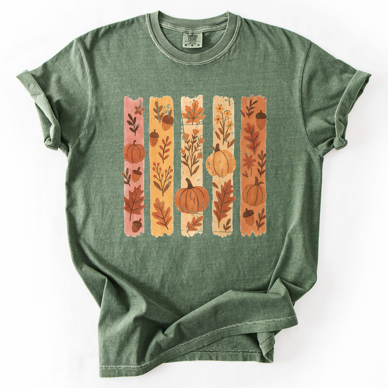 Fall Brush Stroke Floral Pumpkin Harvest Edition Autumn Collection Comfort Colors Tee
