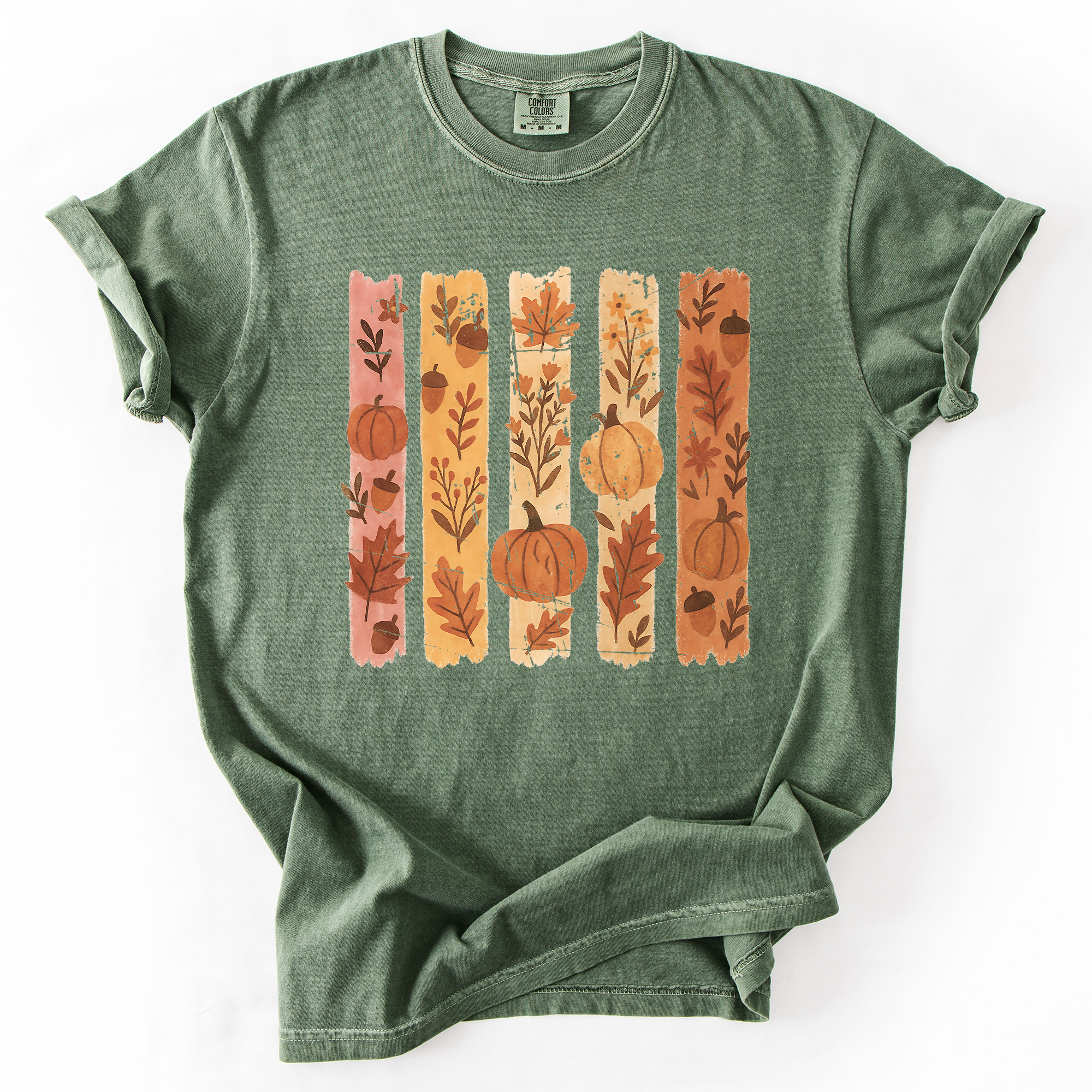 Fall Brush Stroke Floral Pumpkin Harvest Edition Autumn Collection Comfort Colors Tee