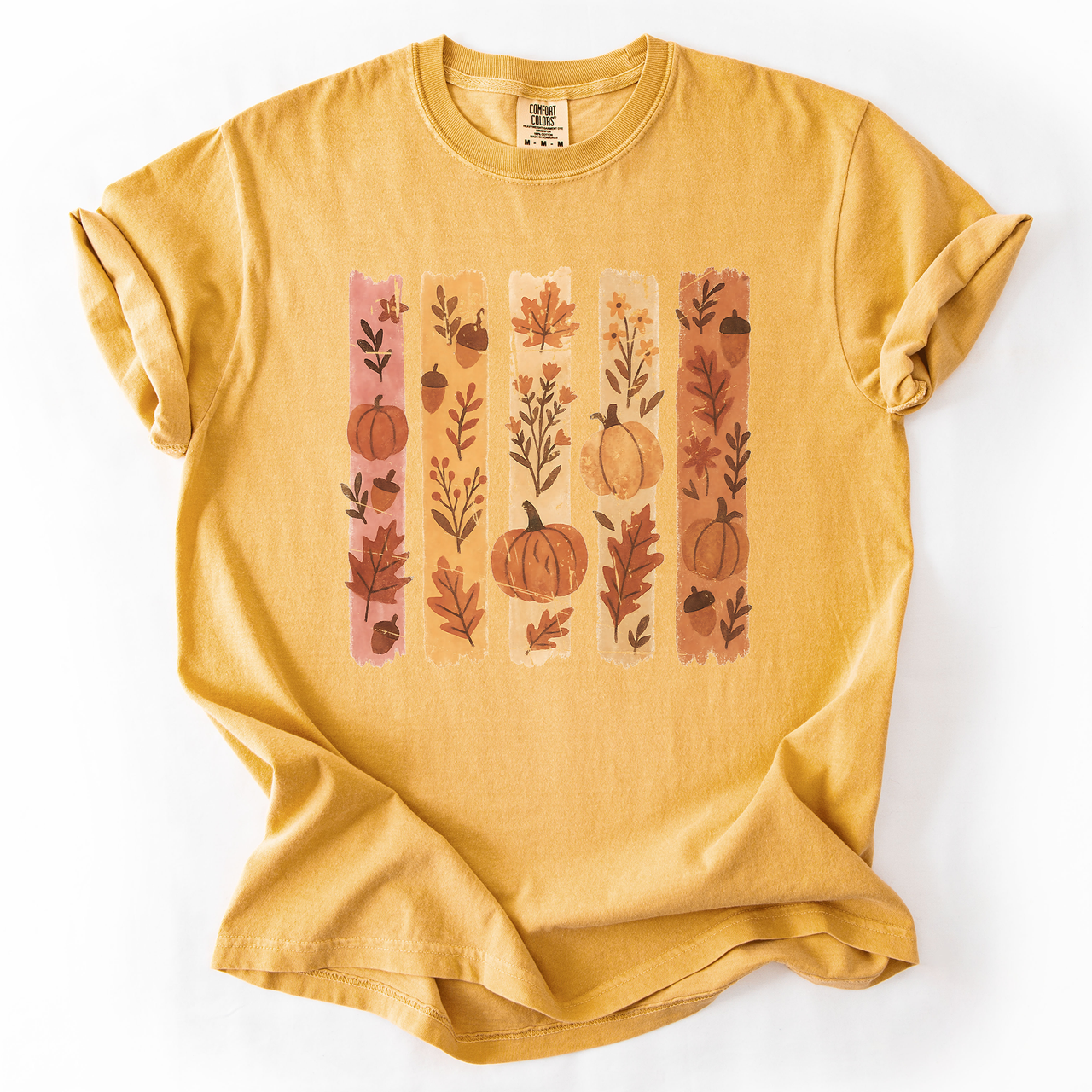 Fall Brush Stroke Floral Pumpkin Harvest Edition Autumn Collection Comfort Colors Tee