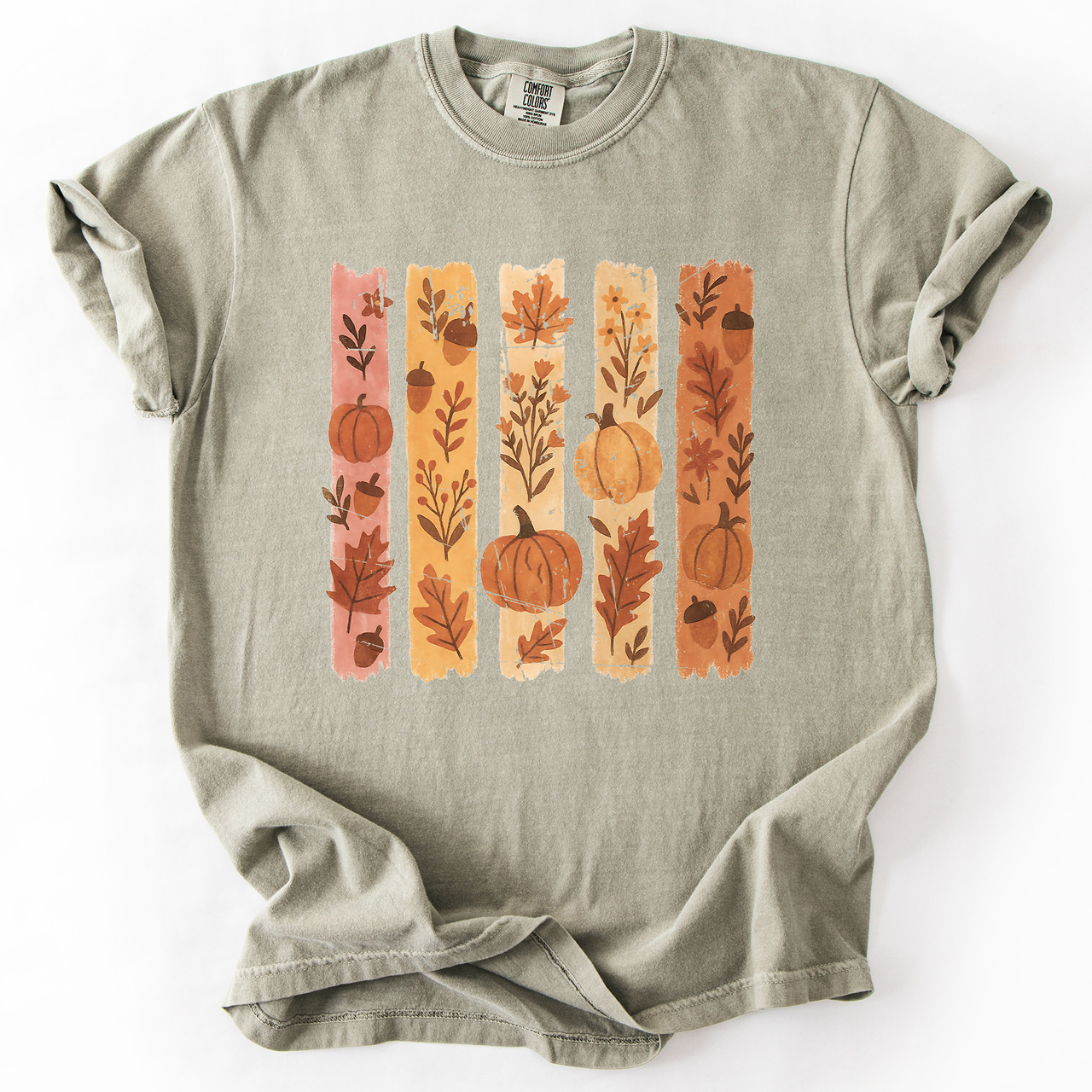 Fall Brush Stroke Floral Pumpkin Harvest Edition Autumn Collection Comfort Colors Tee