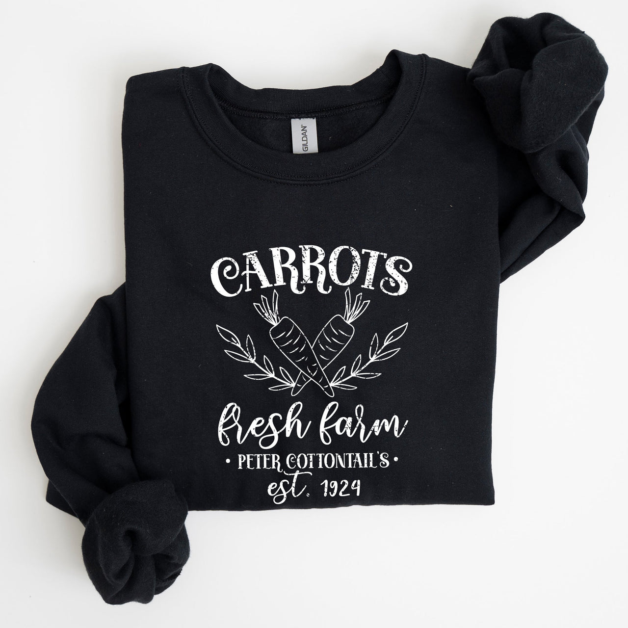 Farm Fresh Carrots Peter Cottontail Retro Farm Sign Easter Pastel Farmhouse Illustration Sweatshirt