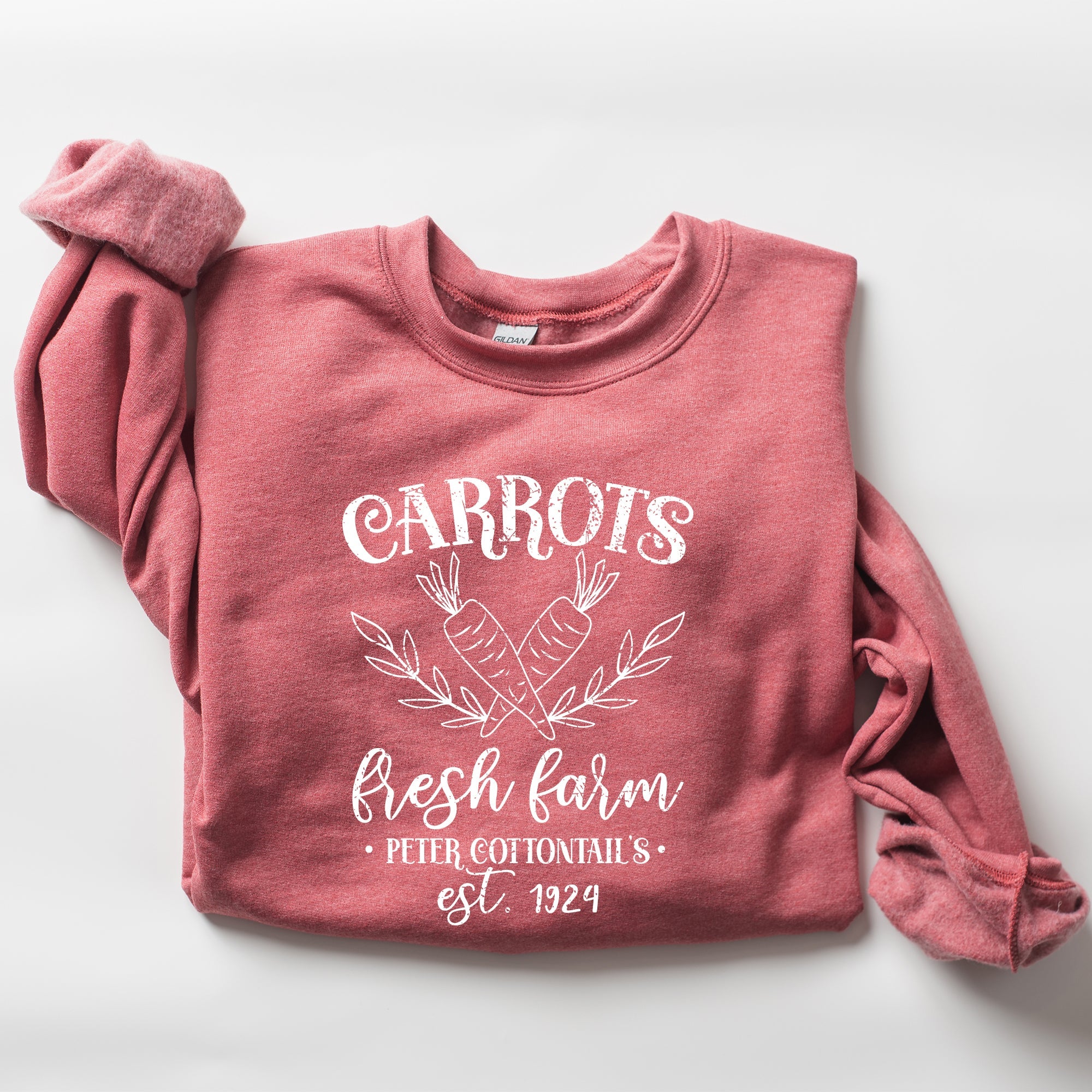 Farm Fresh Carrots Peter Cottontail Retro Farm Sign Easter Pastel Farmhouse Illustration Sweatshirt