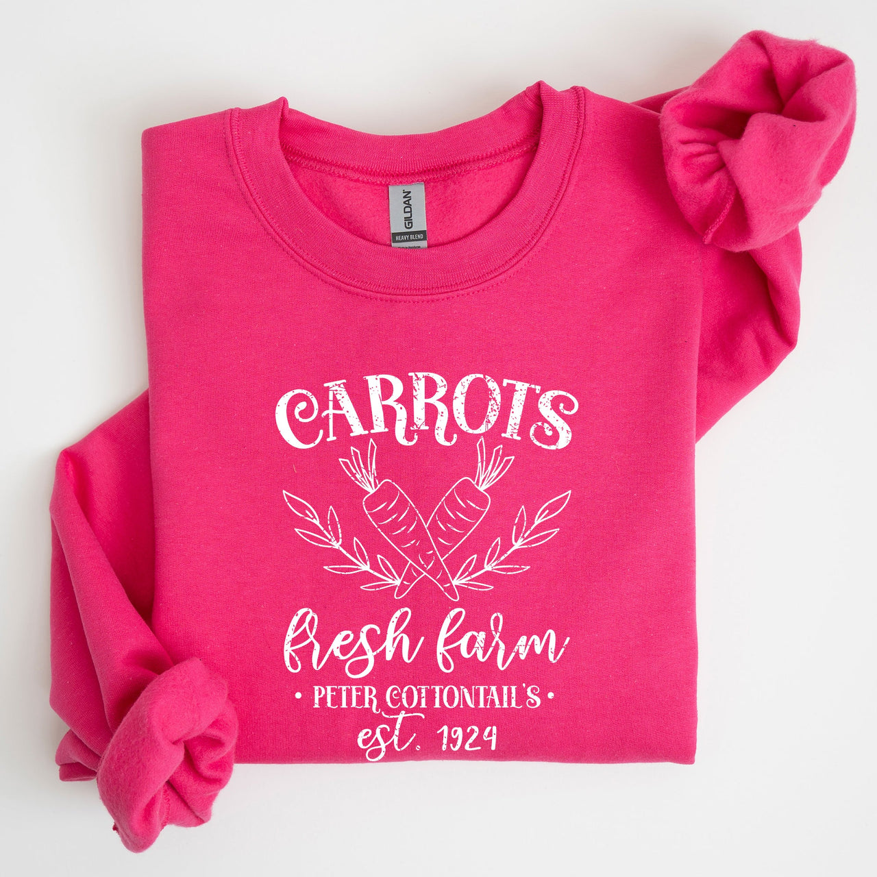 Farm Fresh Carrots Peter Cottontail Retro Farm Sign Easter Pastel Farmhouse Illustration Sweatshirt