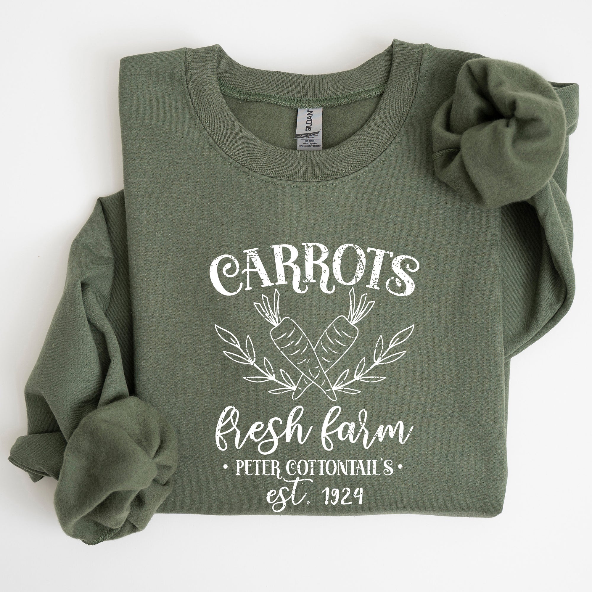 Farm Fresh Carrots Peter Cottontail Retro Farm Sign Easter Pastel Farmhouse Illustration Sweatshirt
