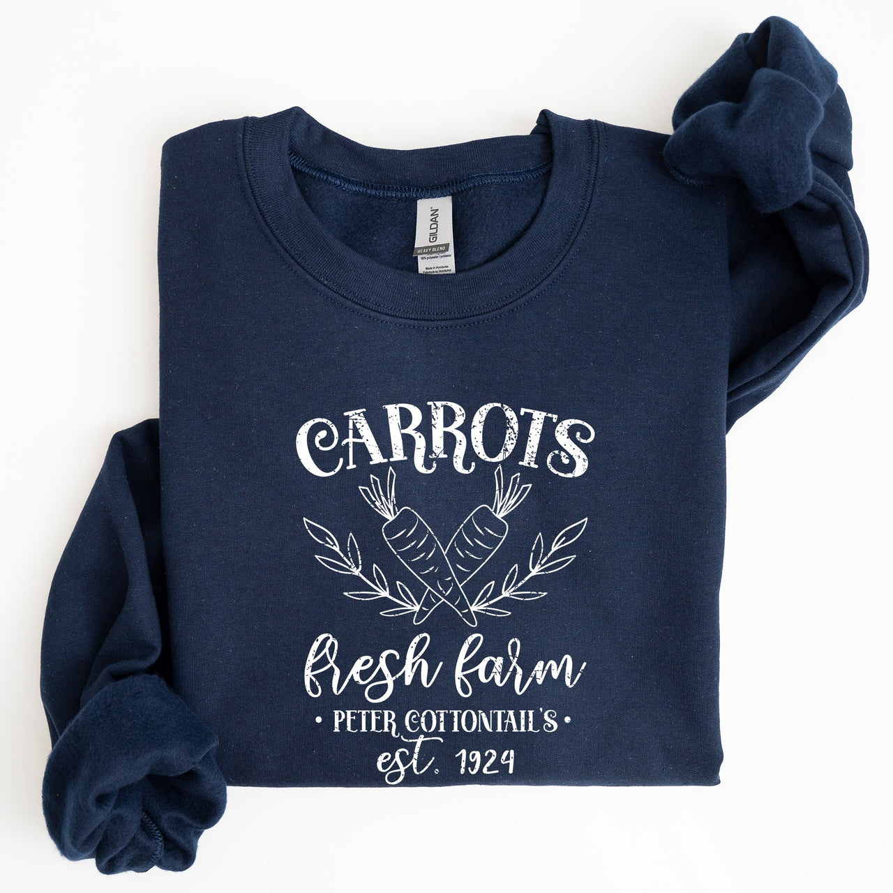 Farm Fresh Carrots Peter Cottontail Retro Farm Sign Easter Pastel Farmhouse Illustration Sweatshirt