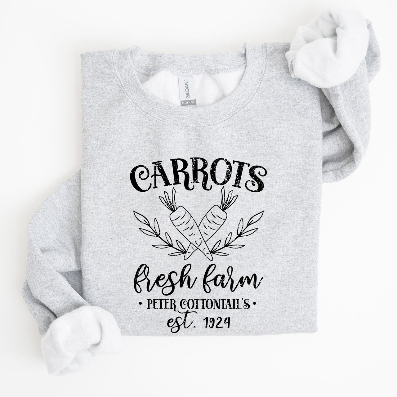 Farm Fresh Carrots Peter Cottontail Retro Farm Sign Easter Pastel Farmhouse Illustration Sweatshirt