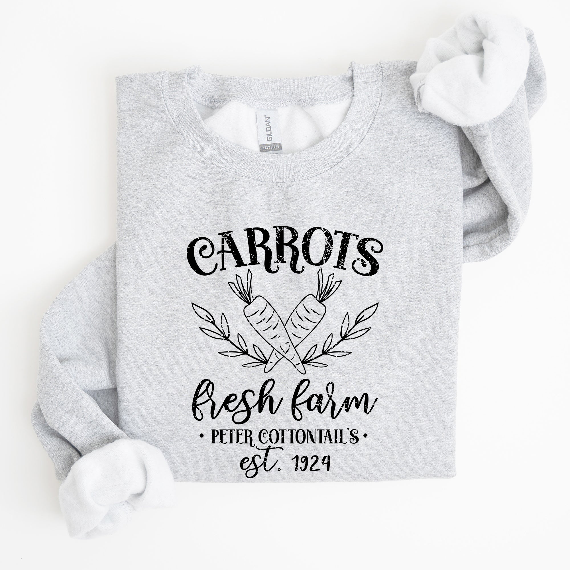 Farm Fresh Carrots Peter Cottontail Retro Farm Sign Easter Pastel Farmhouse Illustration Sweatshirt