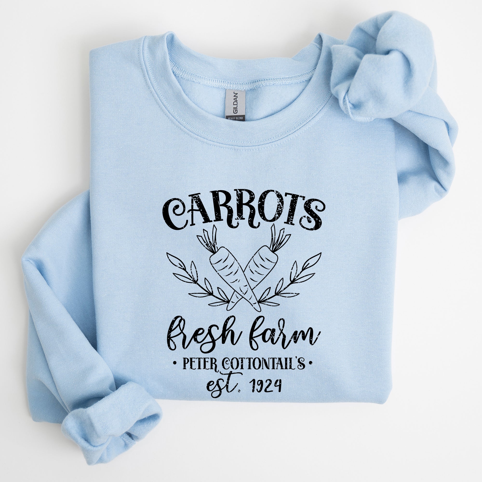Farm Fresh Carrots Peter Cottontail Retro Farm Sign Easter Pastel Farmhouse Illustration Sweatshirt