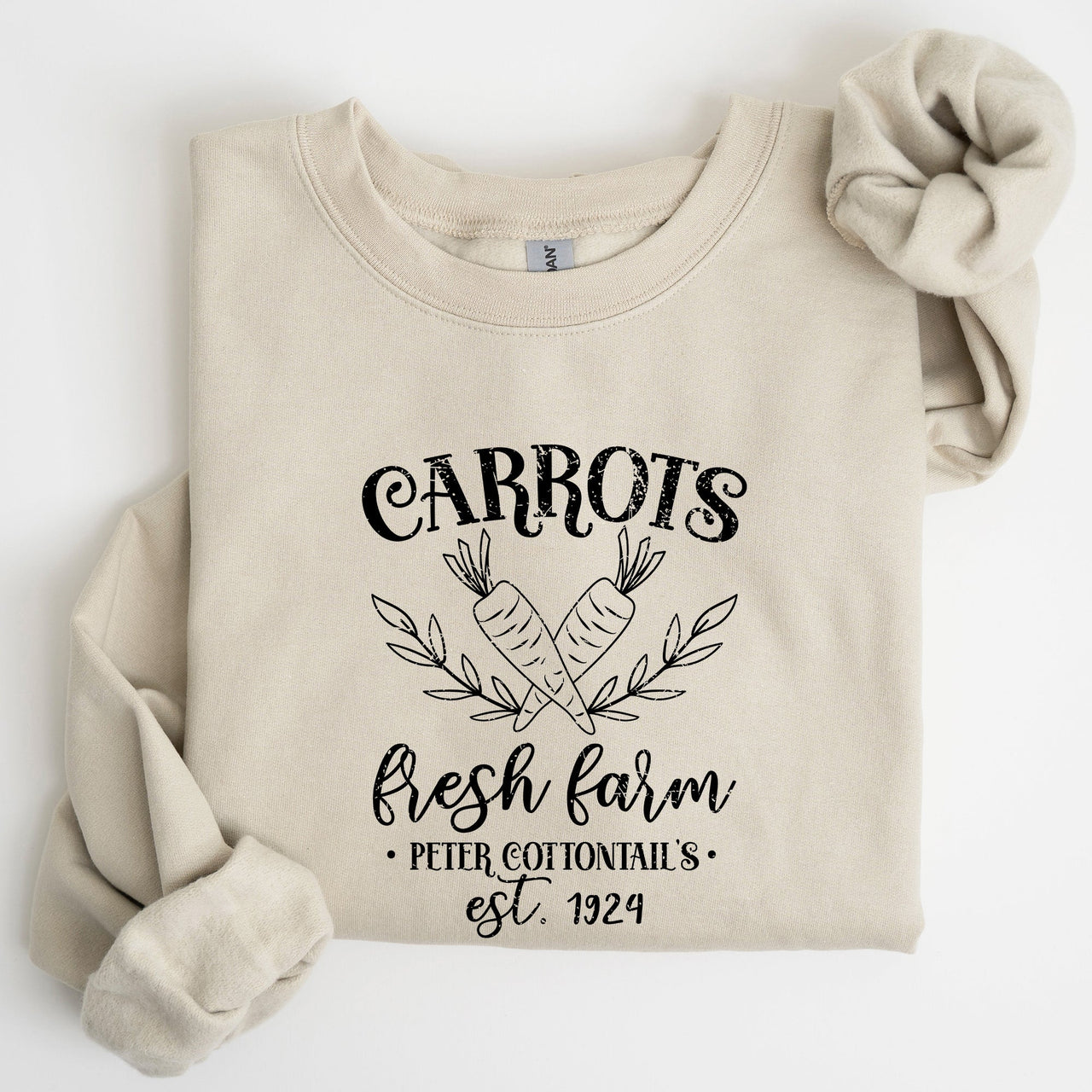 Farm Fresh Carrots Peter Cottontail Retro Farm Sign Easter Pastel Farmhouse Illustration Sweatshirt