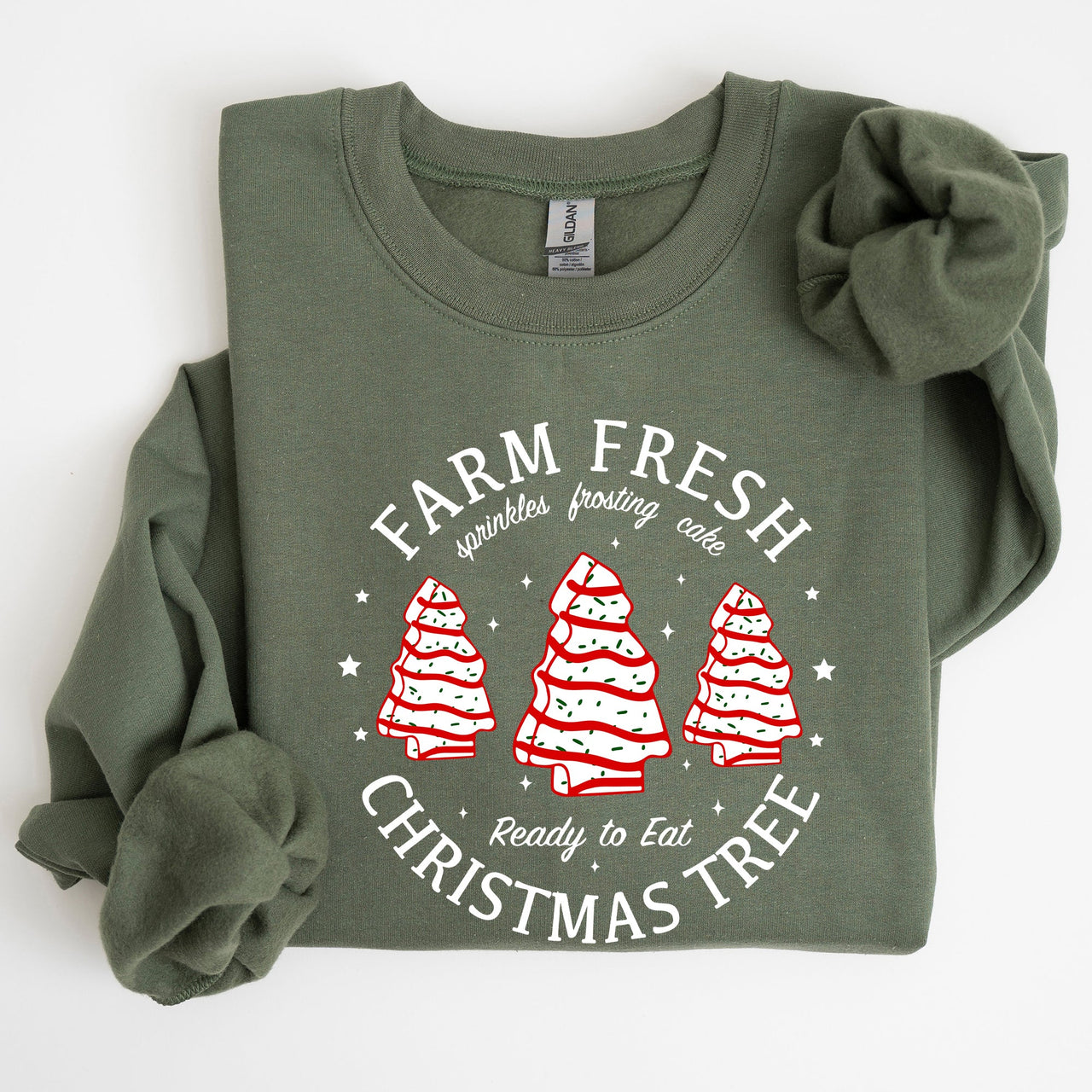 Farm Fresh Christmas Tree, Cake, Winter, Santa, Xmas Collection Graphic Sweatshirt