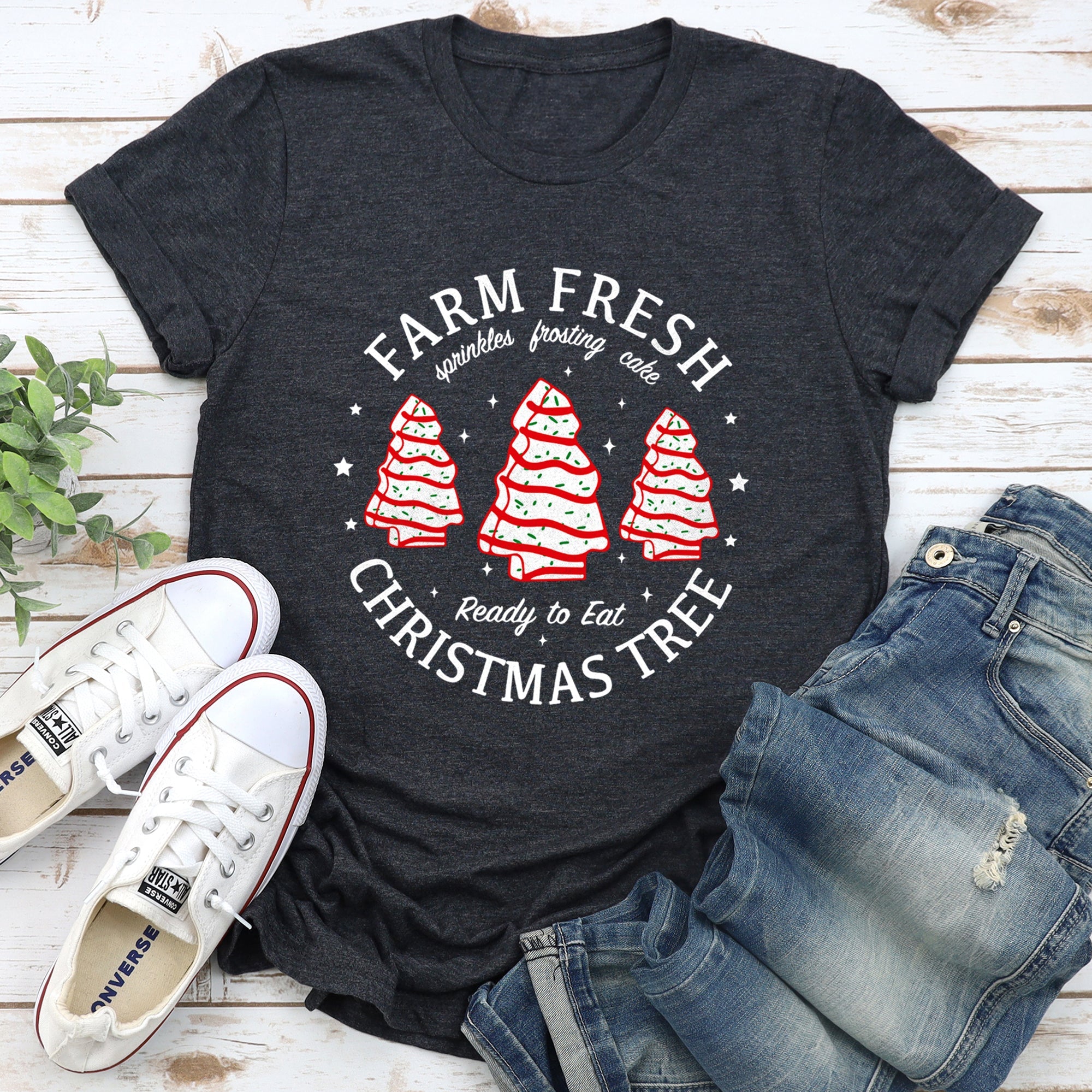 Farm Fresh Christmas Tree Cakes Little Debbit Retro Sweets Holiday Collection Graphic Tee