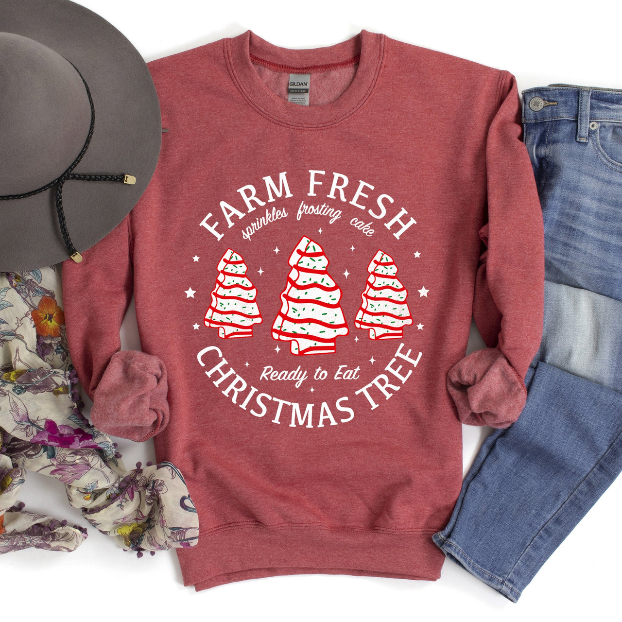 Farm Fresh Christmas Tree Cakes Festive Seasonal Treats For The Holidays Cozy Comfort Sweatshirt