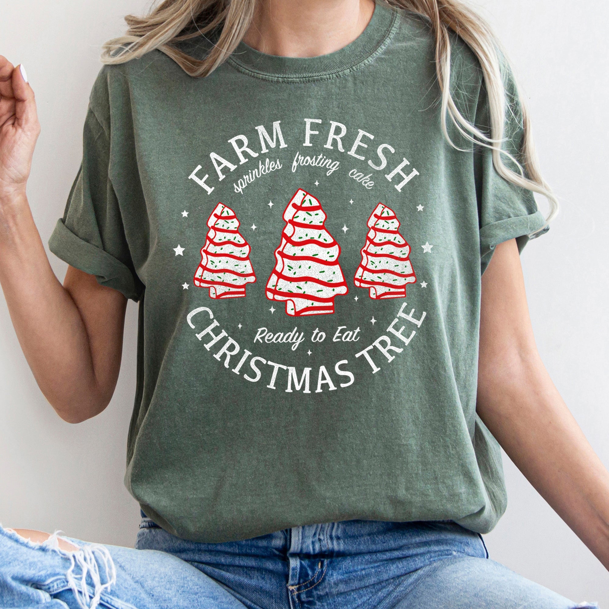 Farm Fresh Christmas Tree, Cakes, Little Debbit, Retro, Sweets Comfort Colors Tee