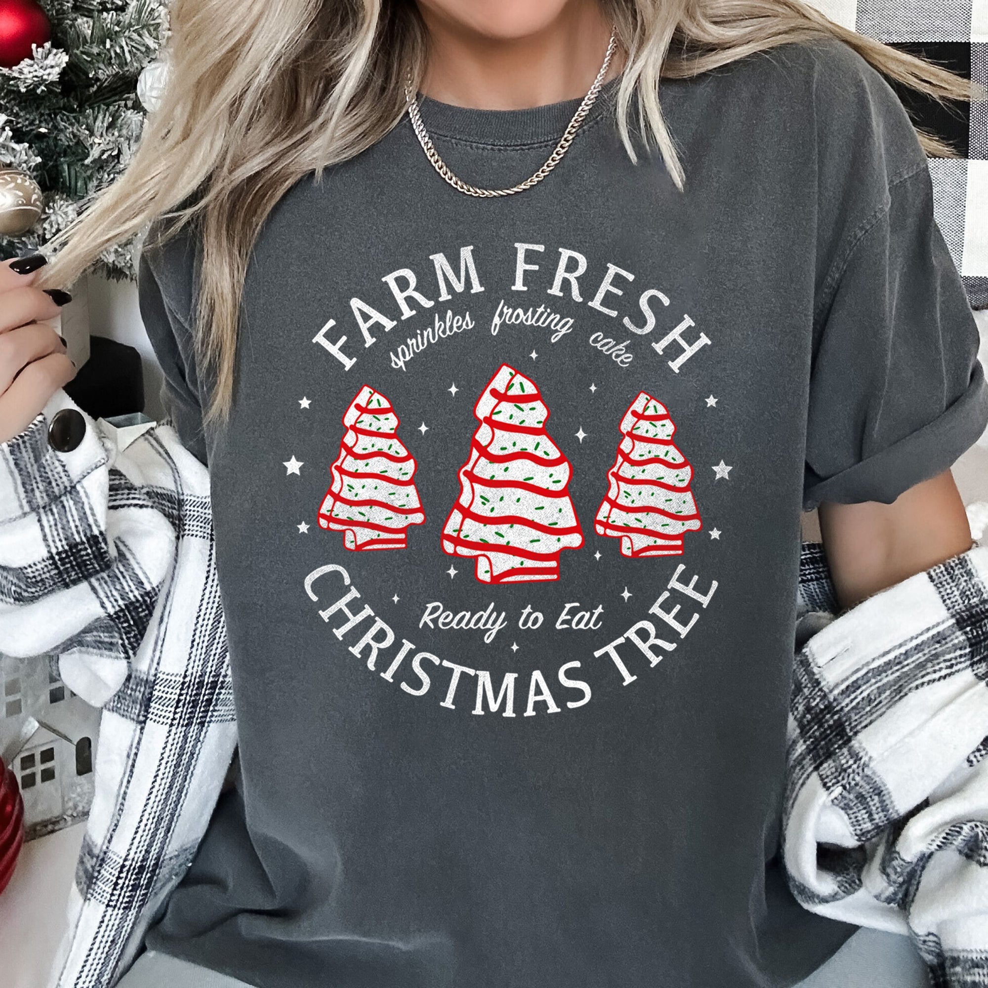 Farm Fresh Christmas Tree, Cakes, Little Debbit, Retro, Sweets Comfort Colors Tee