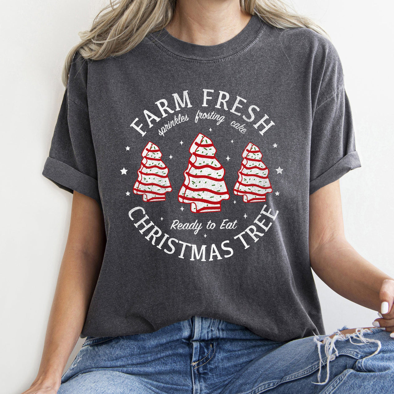 Farm Fresh Christmas Tree, Cakes, Little Debbit, Retro, Sweets Comfort Colors Tee
