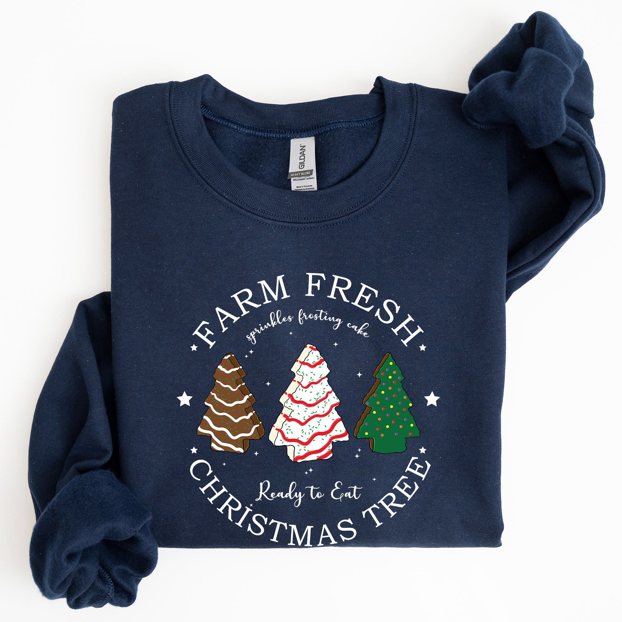 Farm Fresh Christmas Tree, White And Green Cakes, Winter, Santa, Xmas Sweatshirt