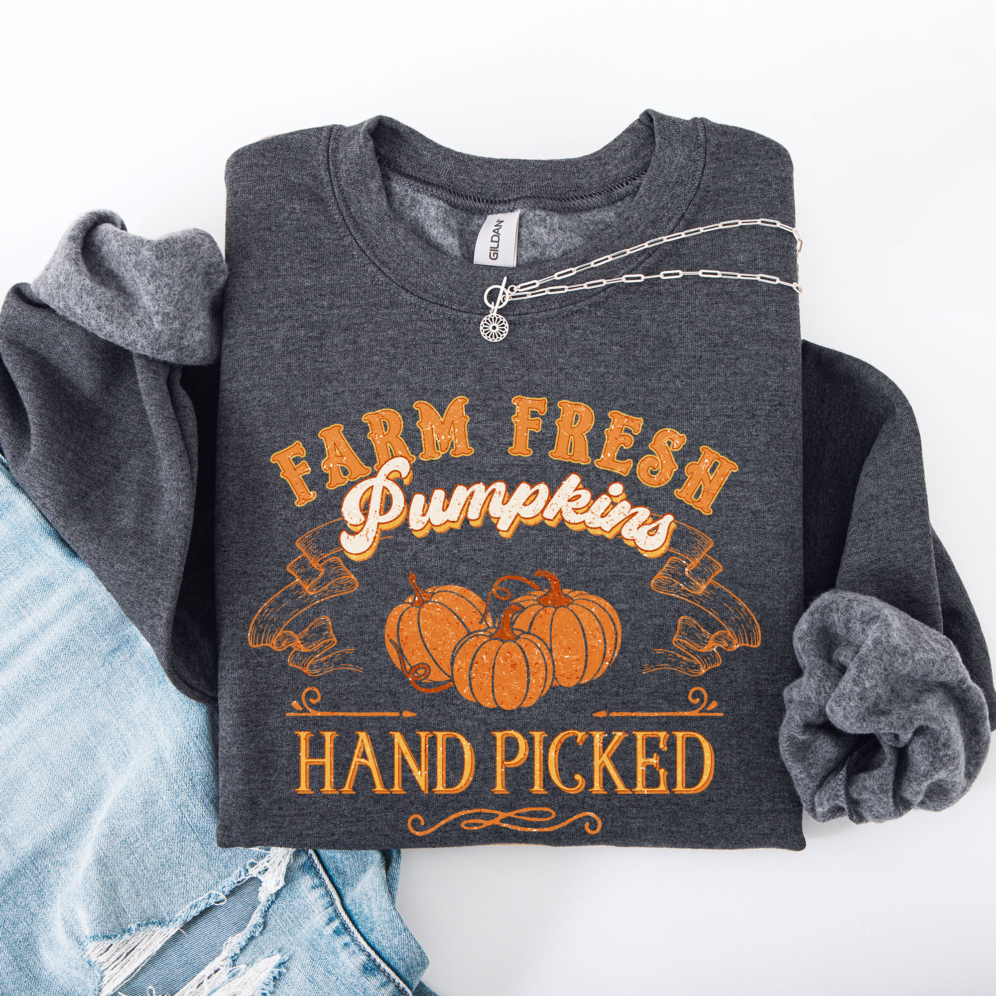 Farm Fresh Pumpkins Hand Picked Halloween Fall Autumn Sweatshirt