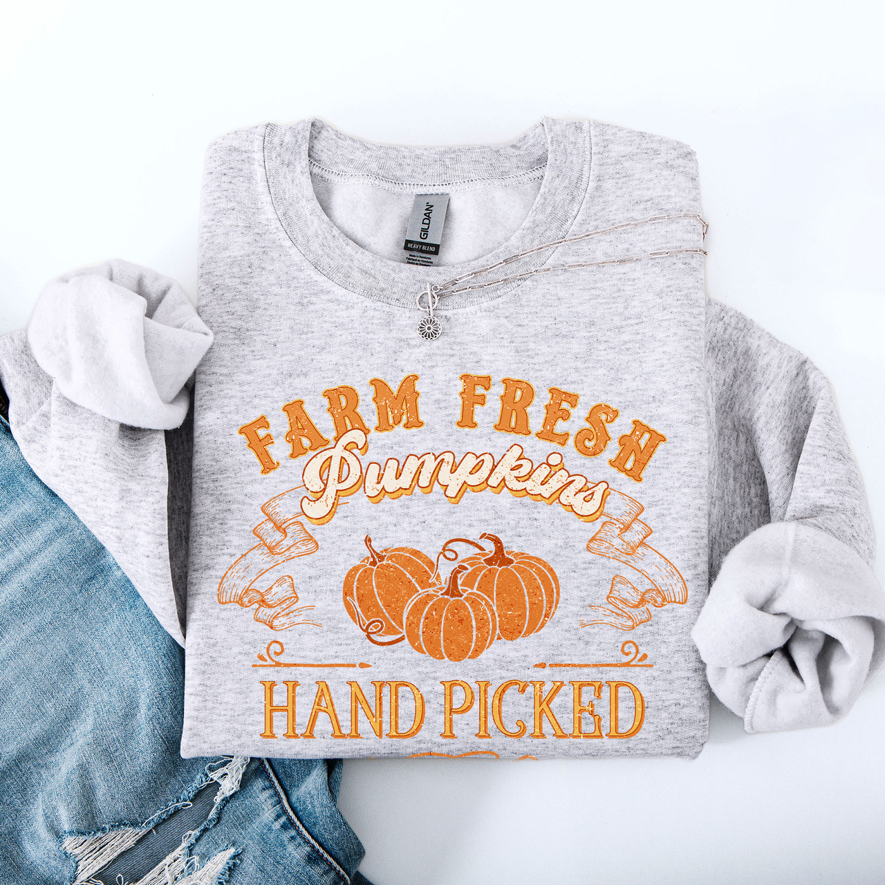 Farm Fresh Pumpkins Hand Picked Halloween Fall Autumn Sweatshirt