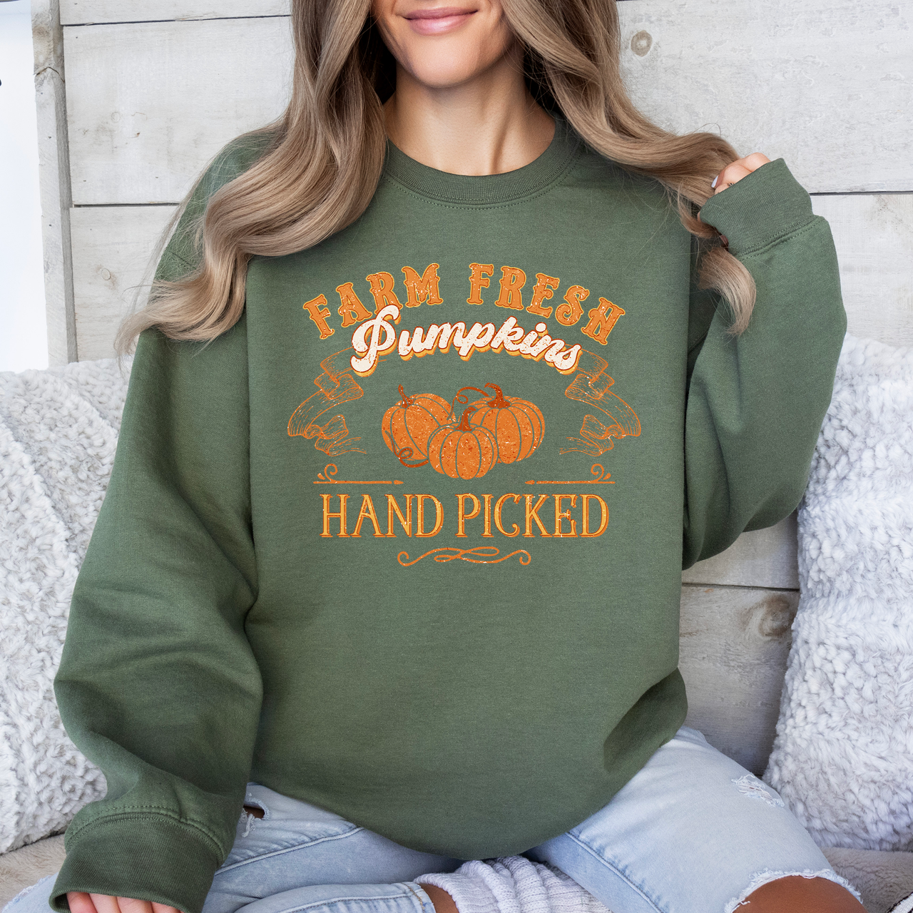 Farm Fresh Pumpkins Hand Picked Halloween Fall Autumn Sweatshirt