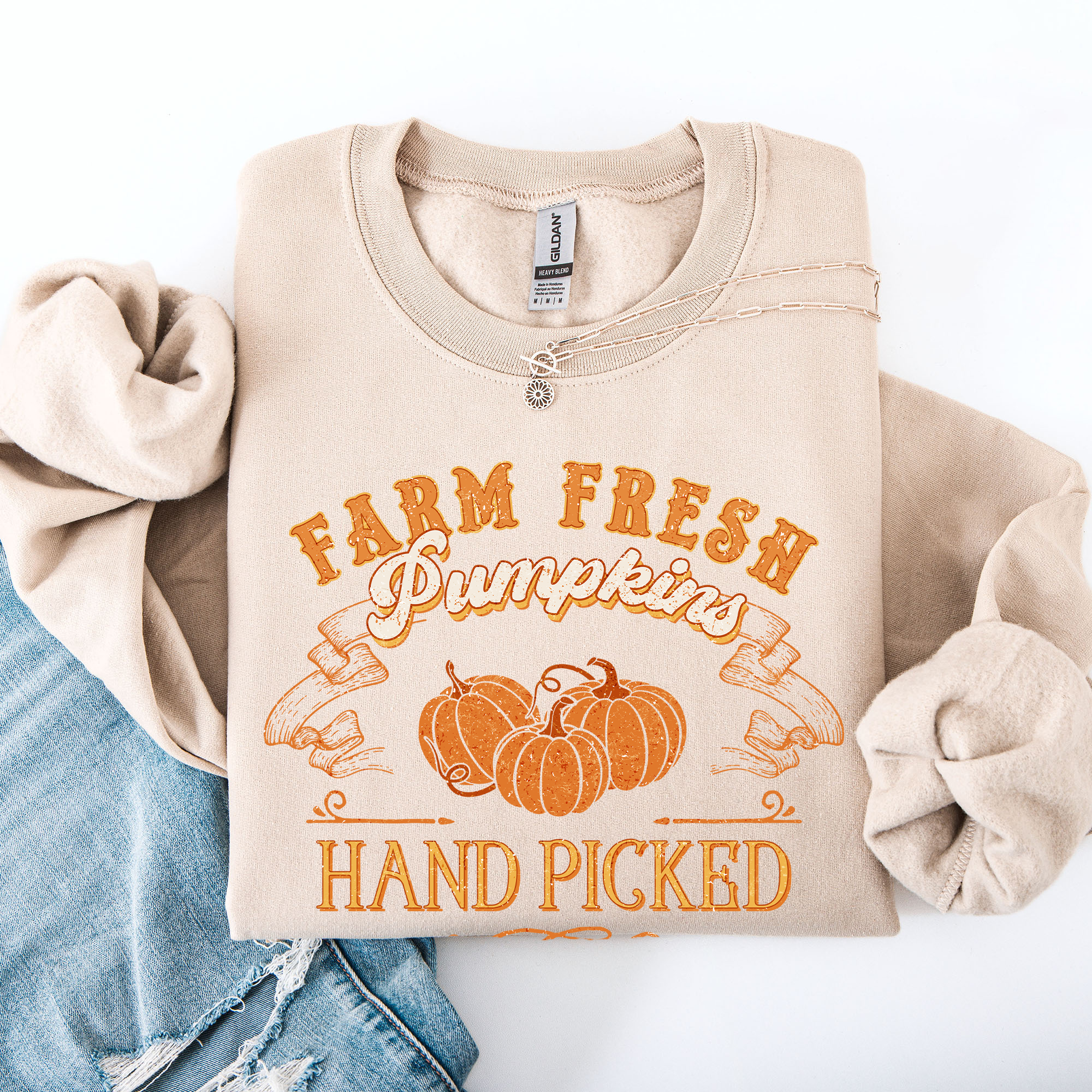 Farm Fresh Pumpkins Hand Picked Halloween Fall Autumn Sweatshirt