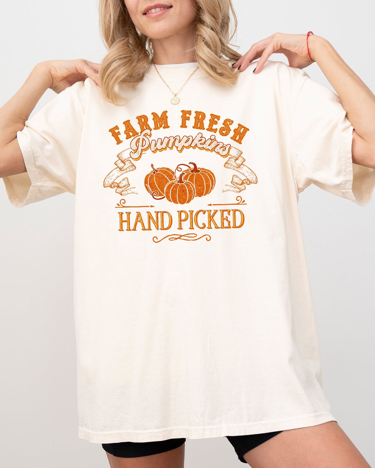 Farm Fresh Pumpkins Hand Picked Retro Farm Country Halloween Thanksgiving Autumn Fall Comfort Colors Tee