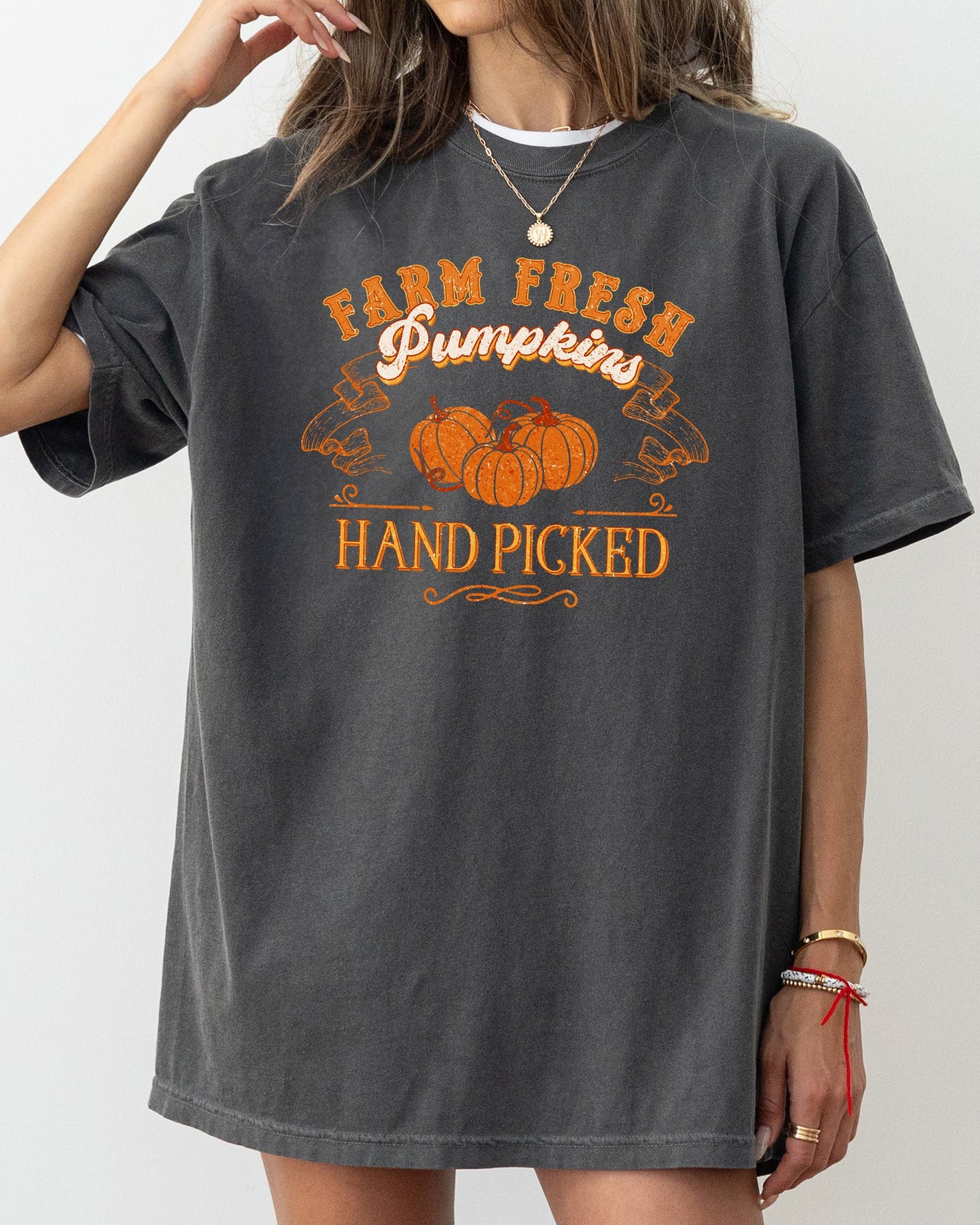 Farm Fresh Pumpkins Hand Picked Retro Farm Country Halloween Thanksgiving Autumn Fall Comfort Colors Tee