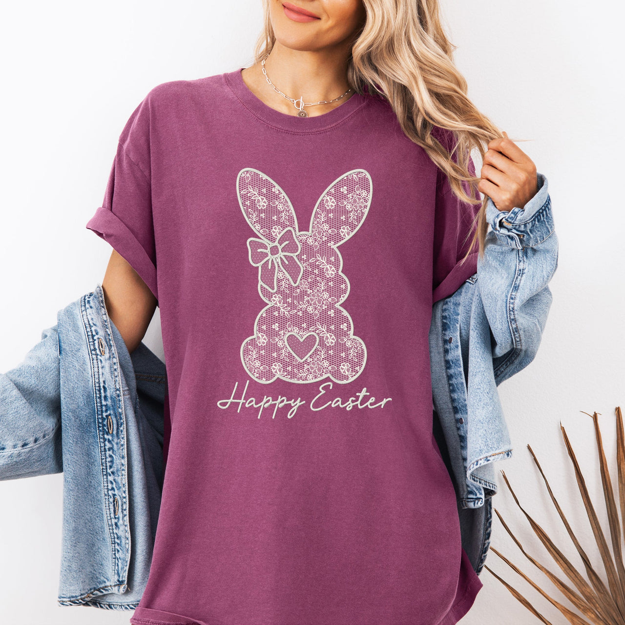 Faux Lace Bunny Coquette Happy Easter Easter Bunny Jesus Rabbit Holiday Graphic Tee