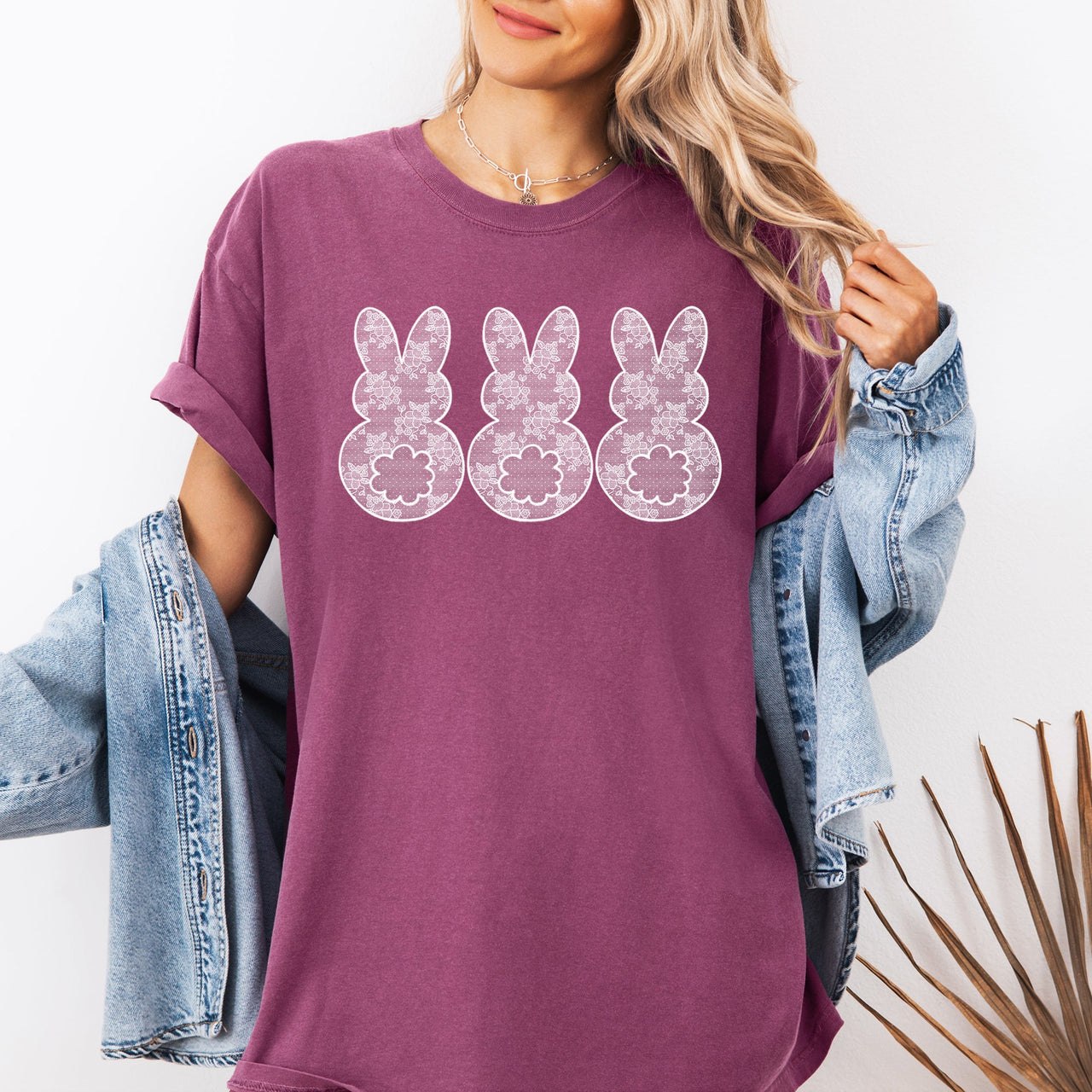 Faux Lace Bunny Coquette In A Row Easter Bunny Jesus Rabbit Holiday Comfort Colors Tee