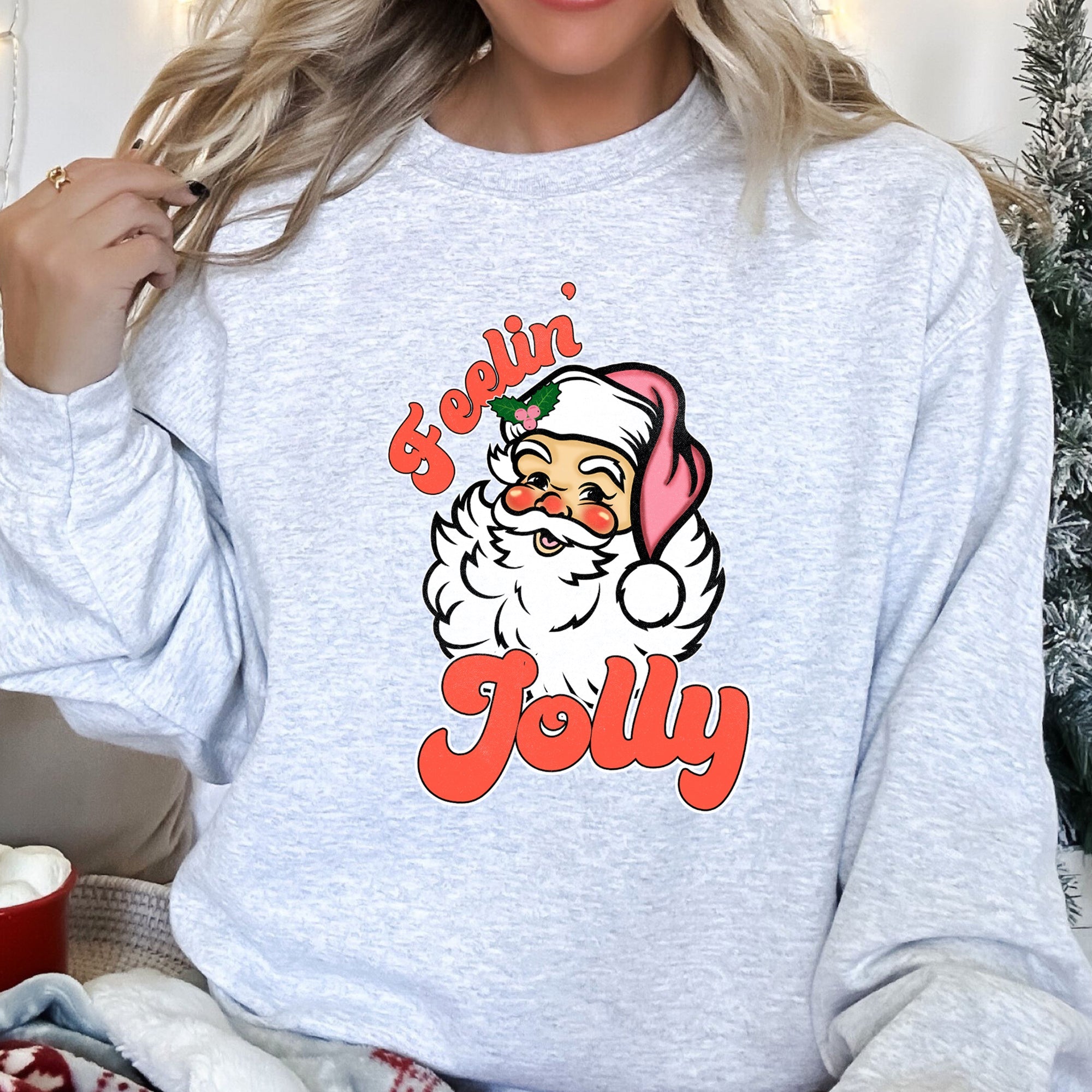 Feeling Jolly Retro Santa Christmas Holiday Cheer Special Edition Vintage Style Sweatshirt