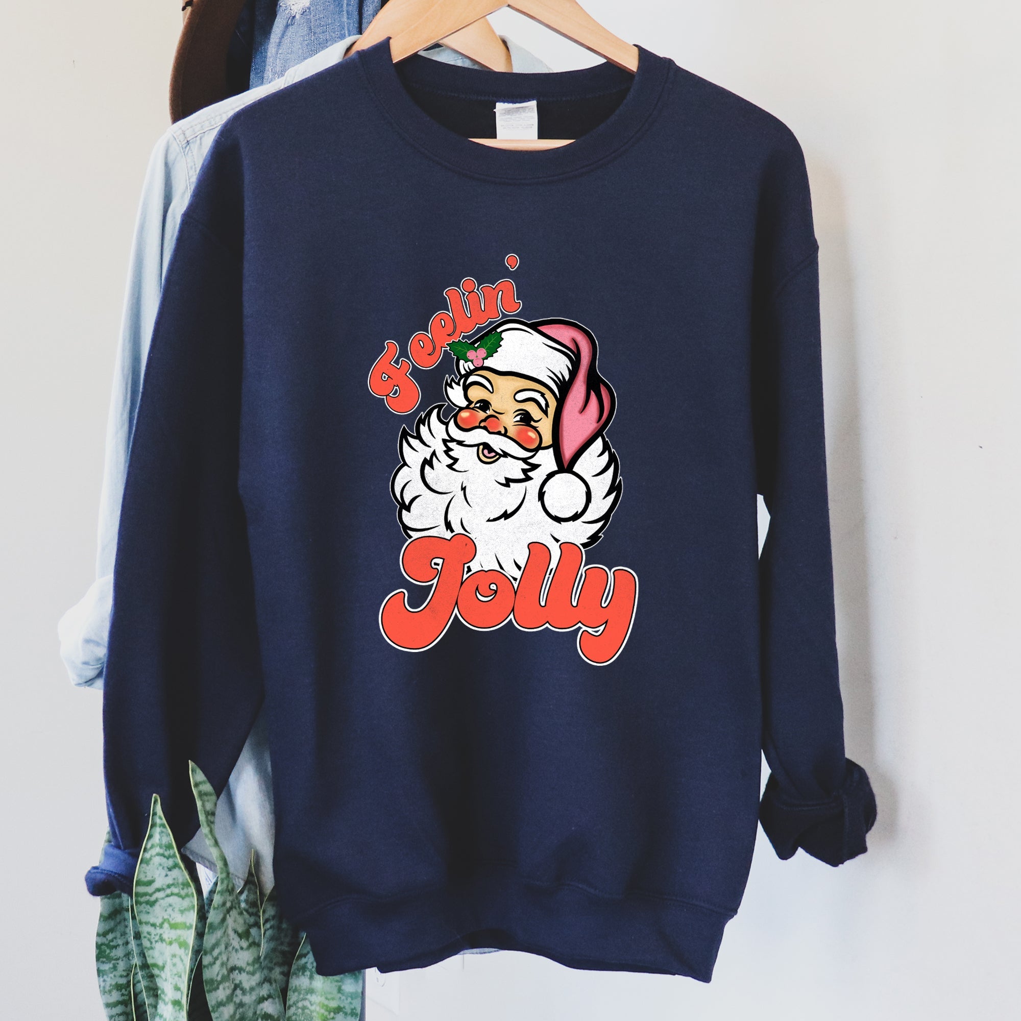 Feeling Jolly Retro Santa Christmas Holiday Cheer Special Edition Vintage Style Sweatshirt