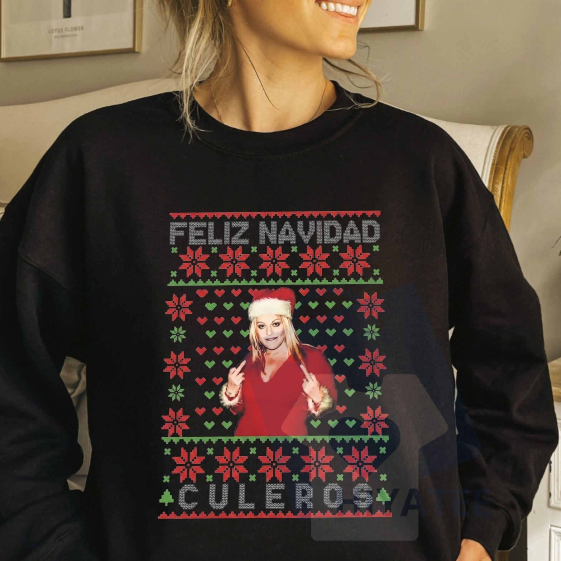 Feliz Navidad Culeros Sweatshirt: Jenni Rivera Ugly Christmas Sweater, Funny Spanish Holiday Shirt, Diva De La Banda Fan Gift