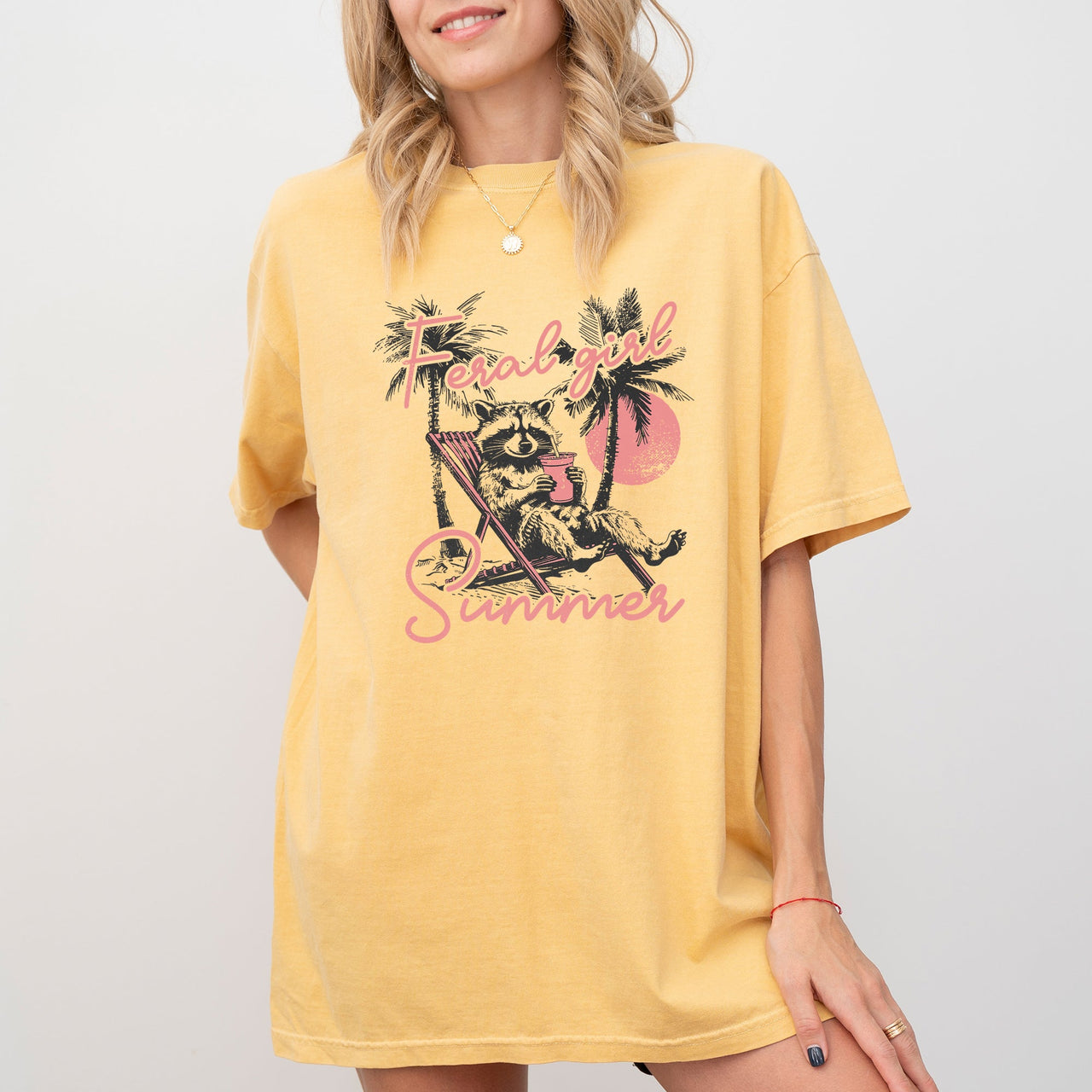 Feral Girl Summer Raccoon Beach Vacation Meme Hot Girl Summer Comfort Colors Tee