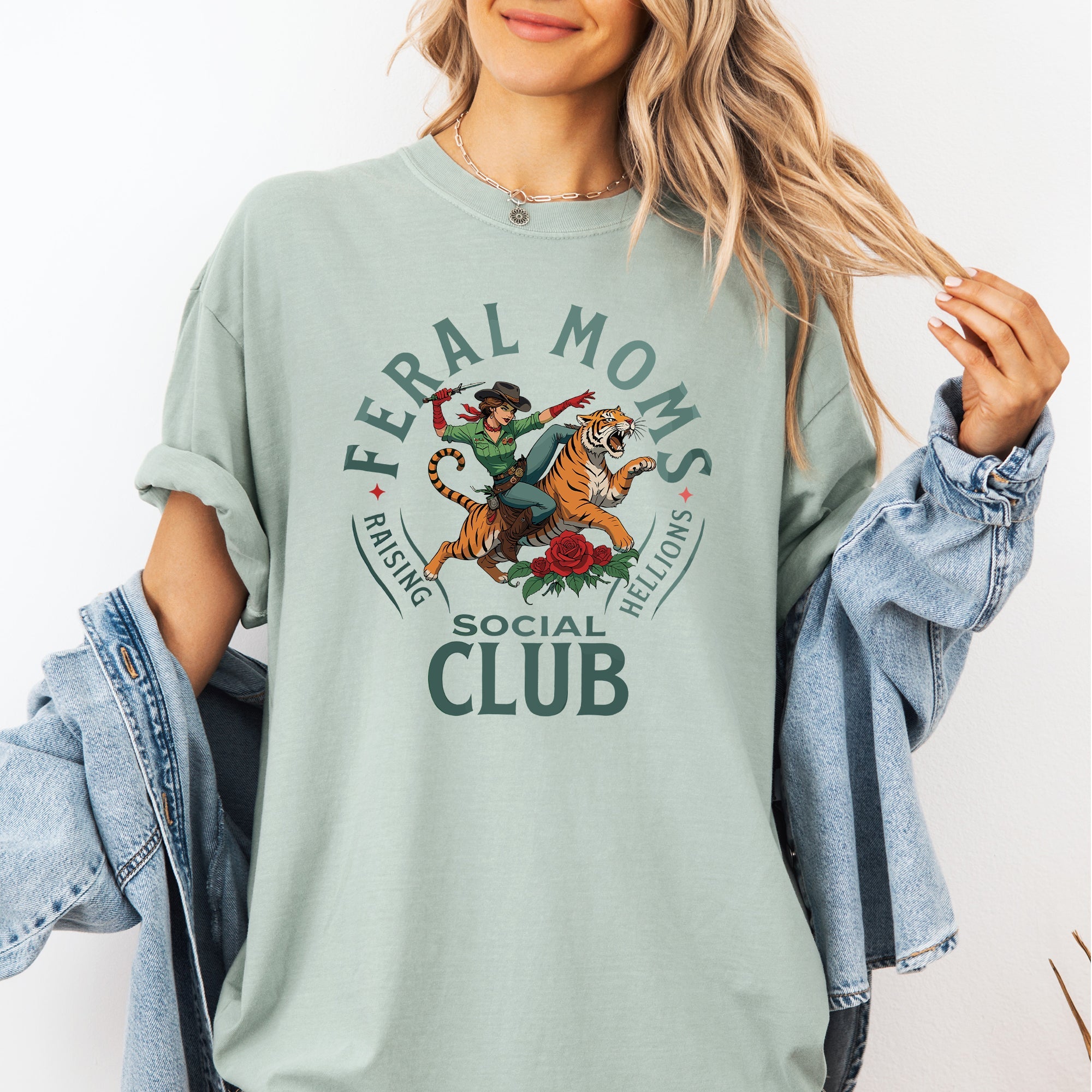 Feral Mom's Social Club Raising Hellions Tiger Mother's Day Limited Edition Comfort Colors Tee