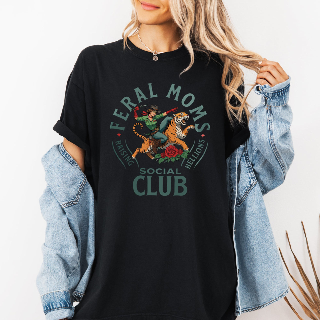 Feral Mom's Social Club Raising Hellions Tiger Mother's Day Limited Edition Comfort Colors Tee