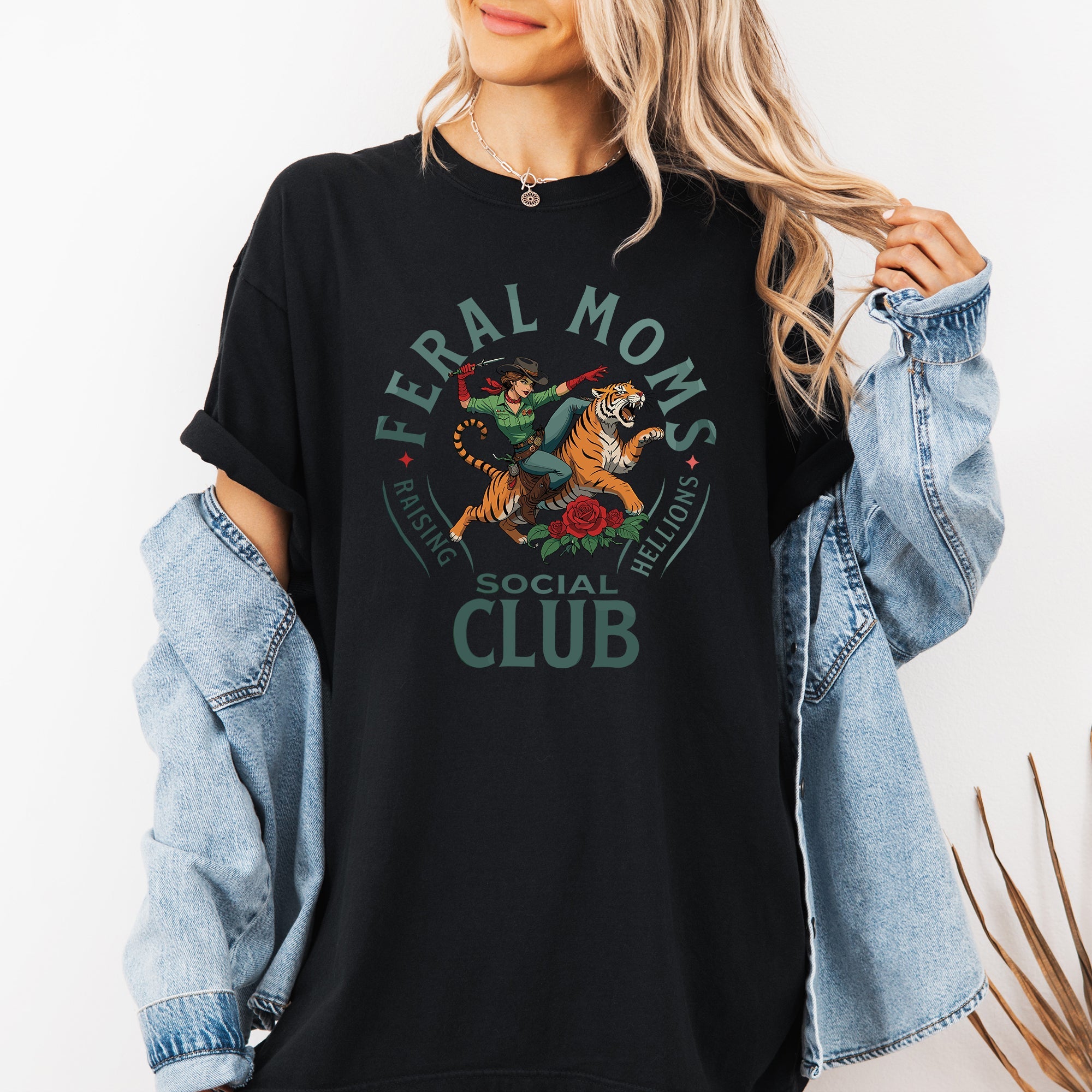Feral Mom's Social Club Raising Hellions Tiger Mother's Day Limited Edition Comfort Colors Tee