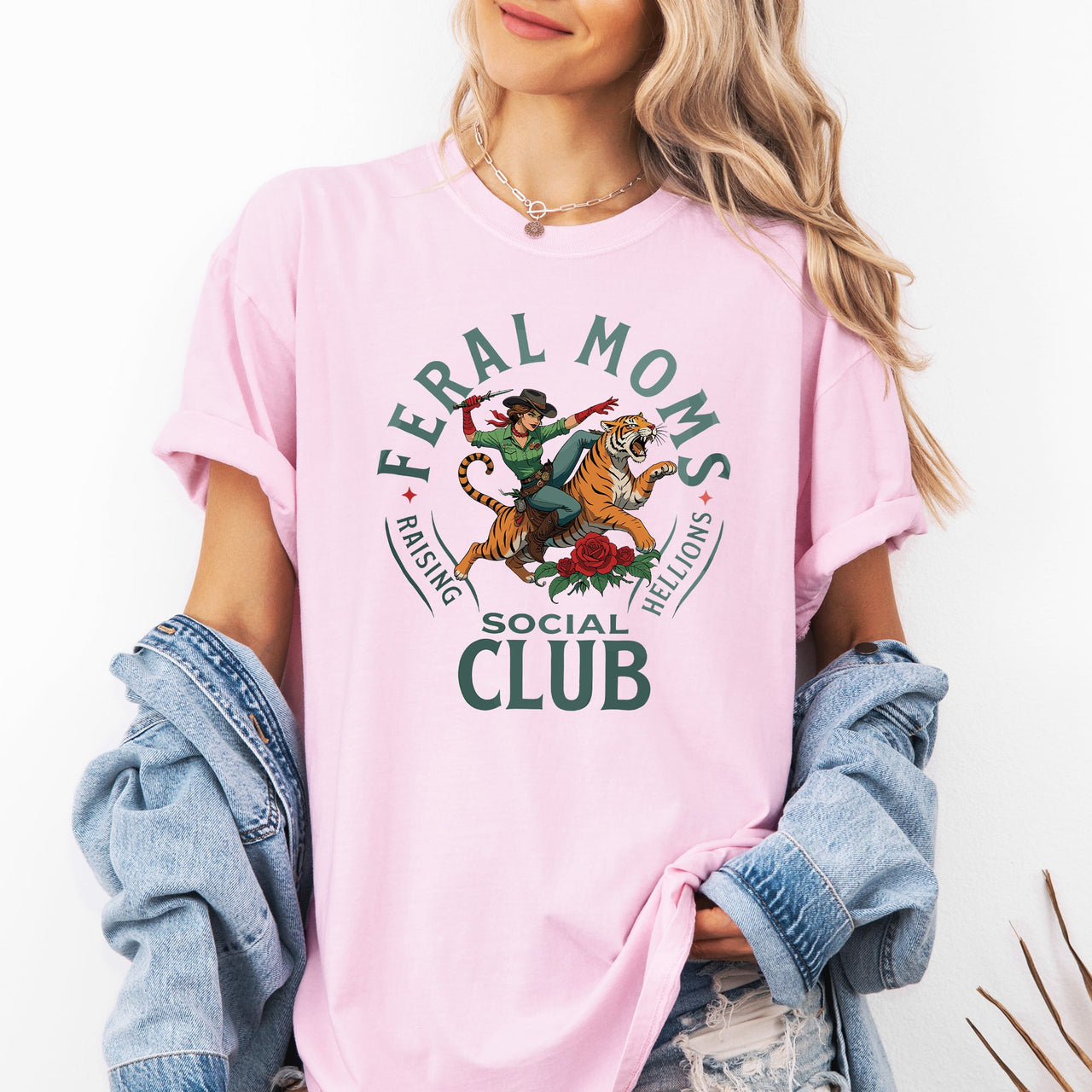 Feral Mom's Social Club Raising Hellions Tiger Mother's Day Limited Edition Comfort Colors Tee