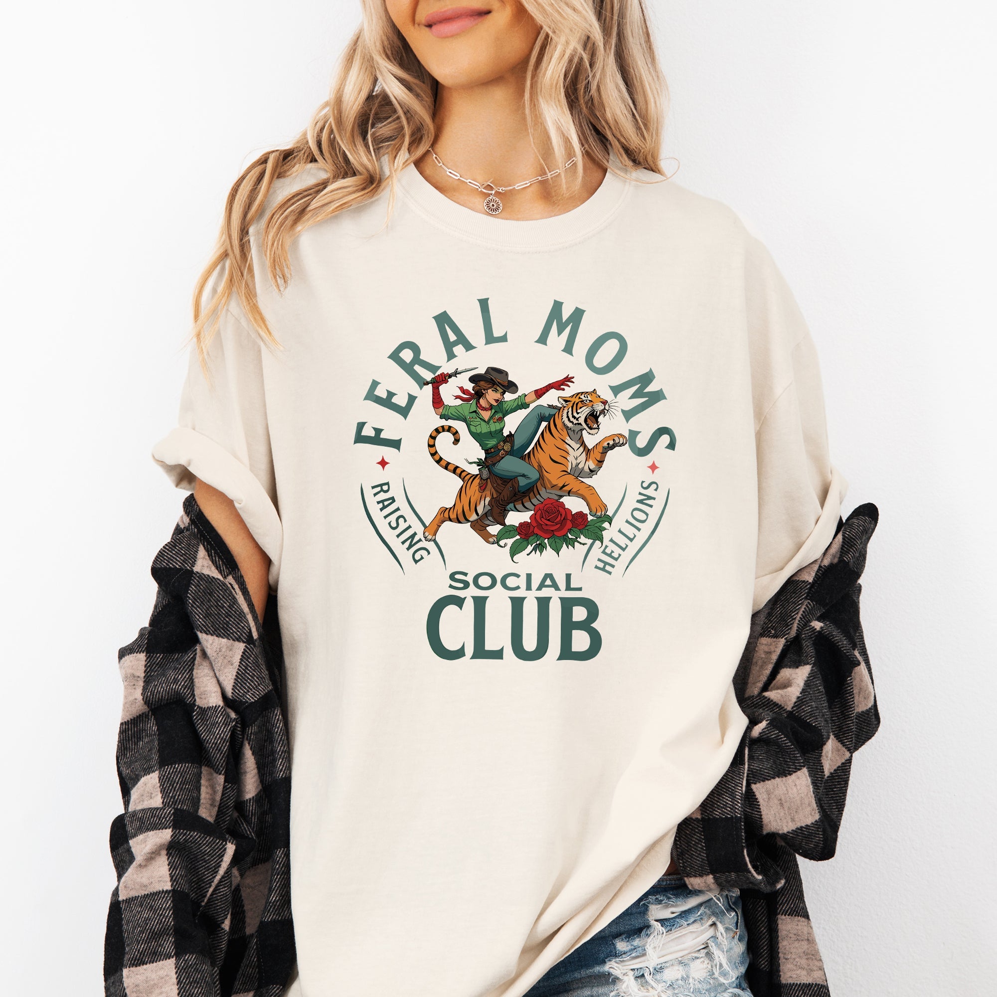 Feral Mom's Social Club Raising Hellions Tiger Mother's Day Limited Edition Comfort Colors Tee