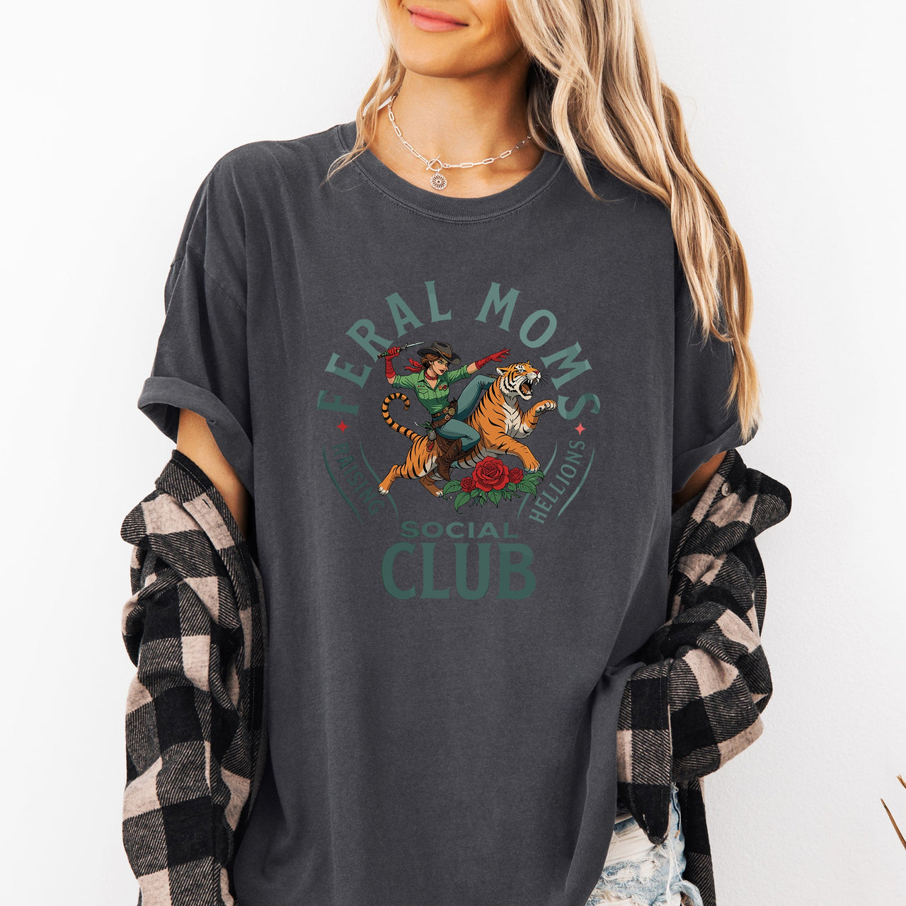 Feral Mom's Social Club Raising Hellions Tiger Mother's Day Limited Edition Comfort Colors Tee