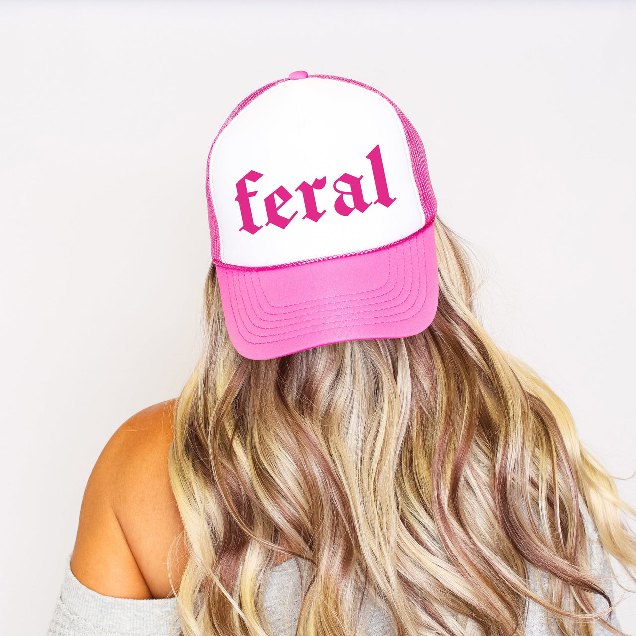 Feral, Sassy, Funny Bright Pink Limited Edition Super Premium Snapback Trucker Hat