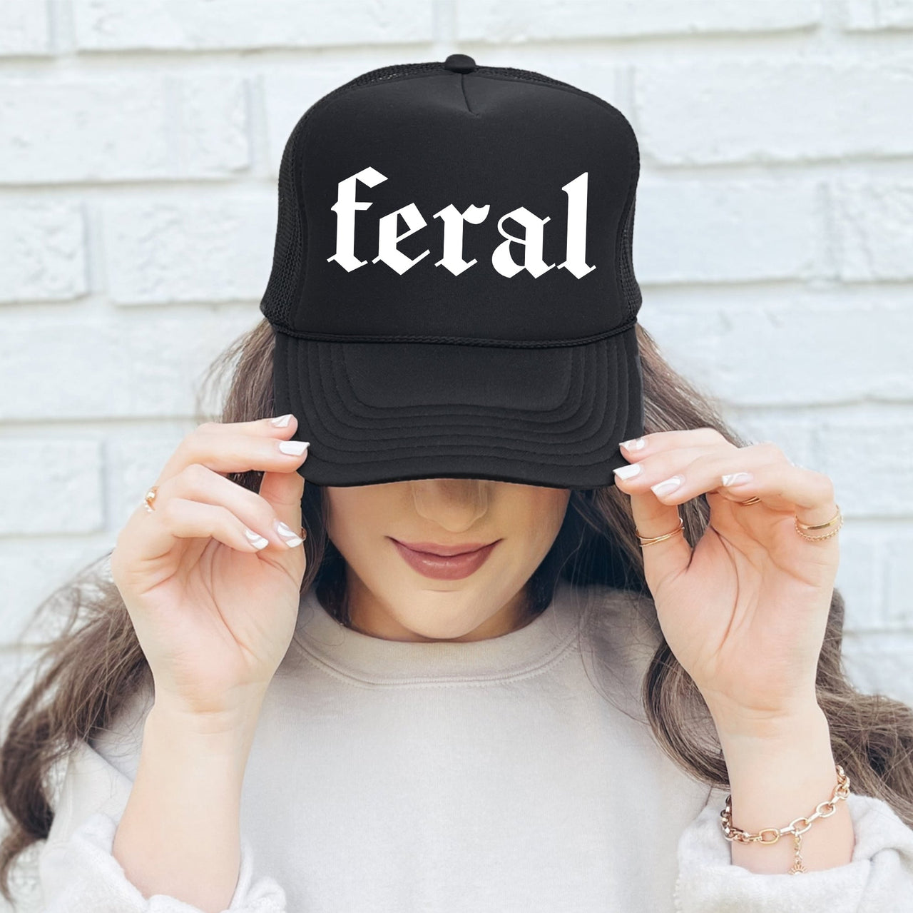Feral, Sassy, Funny Attitude, Fearless Humor, Bold Style, Everyday Wearable Confidence, Statement Accessory Trucker Hat